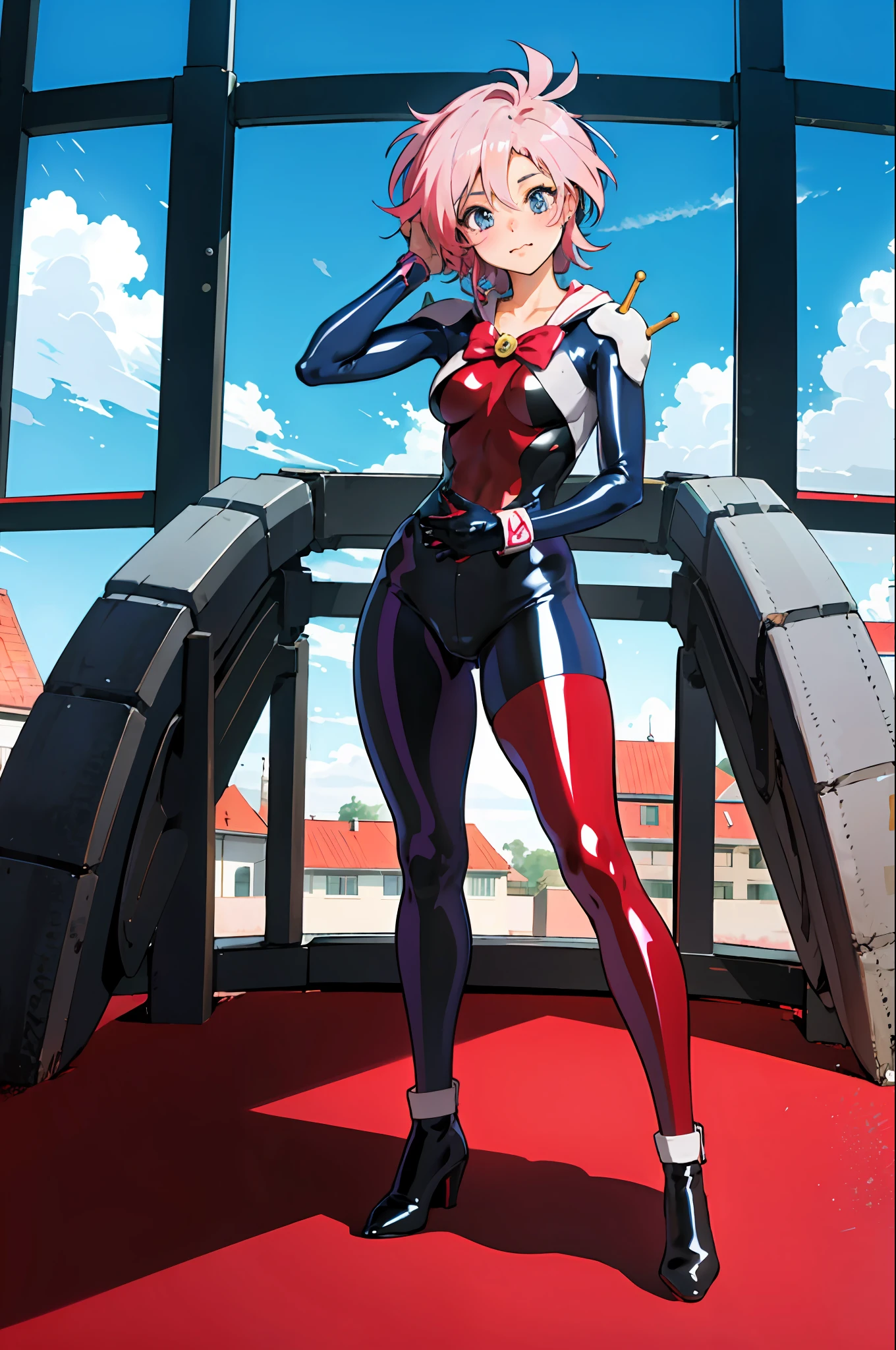 One girl in a latex anime posing for a photo, PastelColors, cutesexyrobutts, Beautiful anime girl, Ecchi anime style,