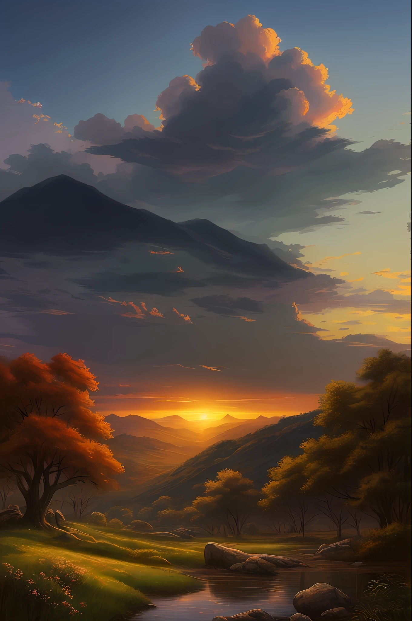 A highly detailed anime illustration,
landscape,
vintage, dreamy, drawing, trending on artstation, UHD, (((by Quentin de Warren))):1.8, atmosphere, luminosity