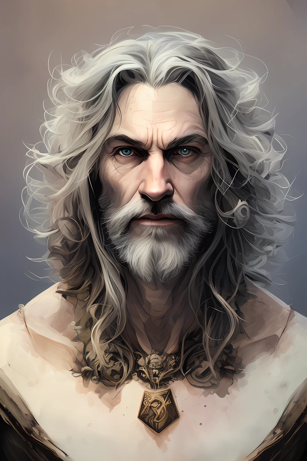 painted portrait of rugged zeus, god of thunder, greek god, on Mount Olympus, white hair, full body, mature, handsome, fantasy, intricate, elegant, highly detailed, digital painting, artstation, concept art, smooth, sharp focus, illustration, art by gaston bussiere and alphonse mucha