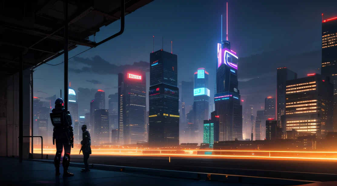 cyber punk style,Buildings,Medium distance,Overlooking,((neonlight)),Neat,