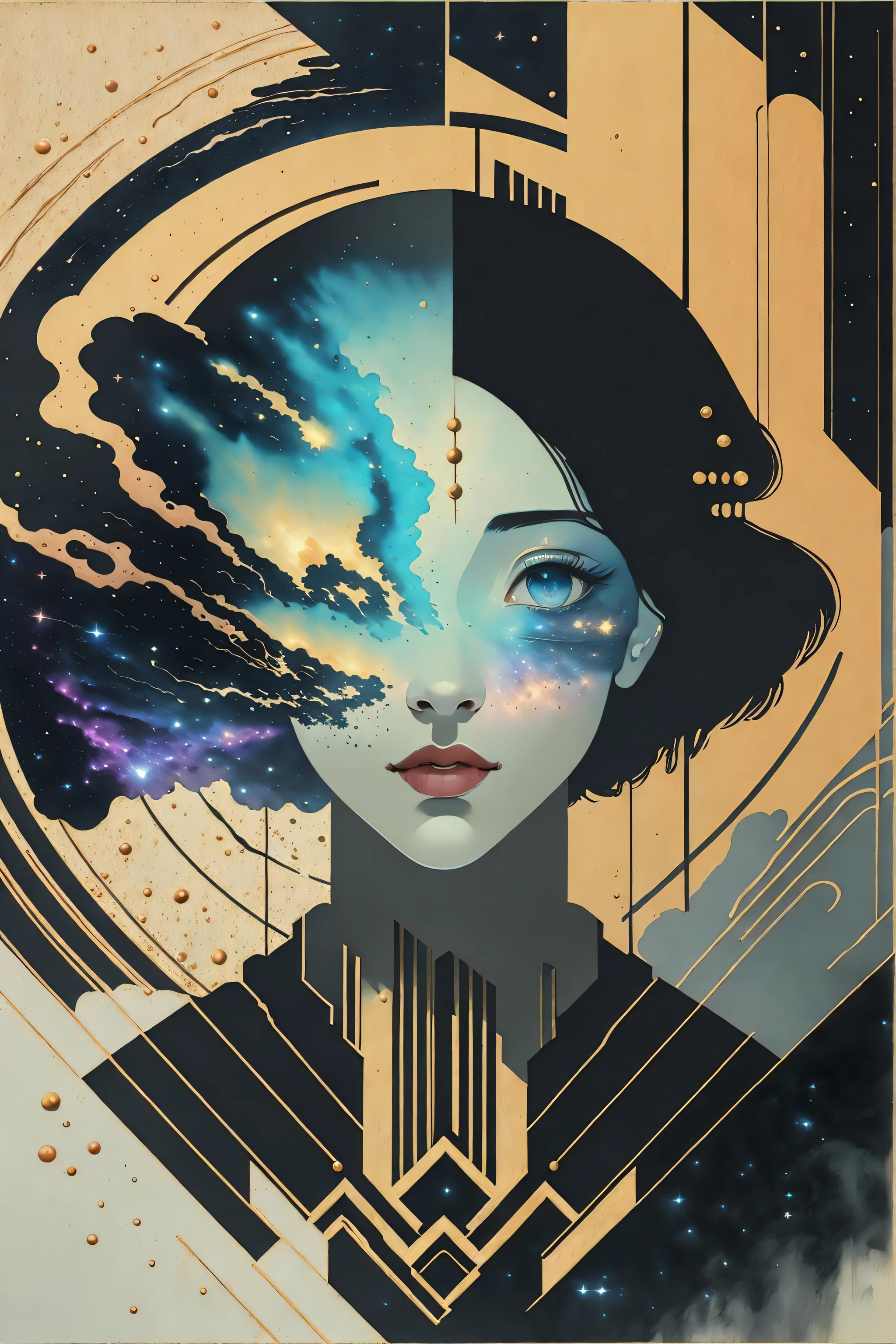 (masterpiece, 4k ,ultra detailed,raw photo:1.2),illustration,
(portrait:1.2),
(simple background1.4),
(Art Deco:1.4),
(minimalism:1.4),
(clean:1.4),
(galaxy,nebula:1.4),
CCDDA Artstyle,