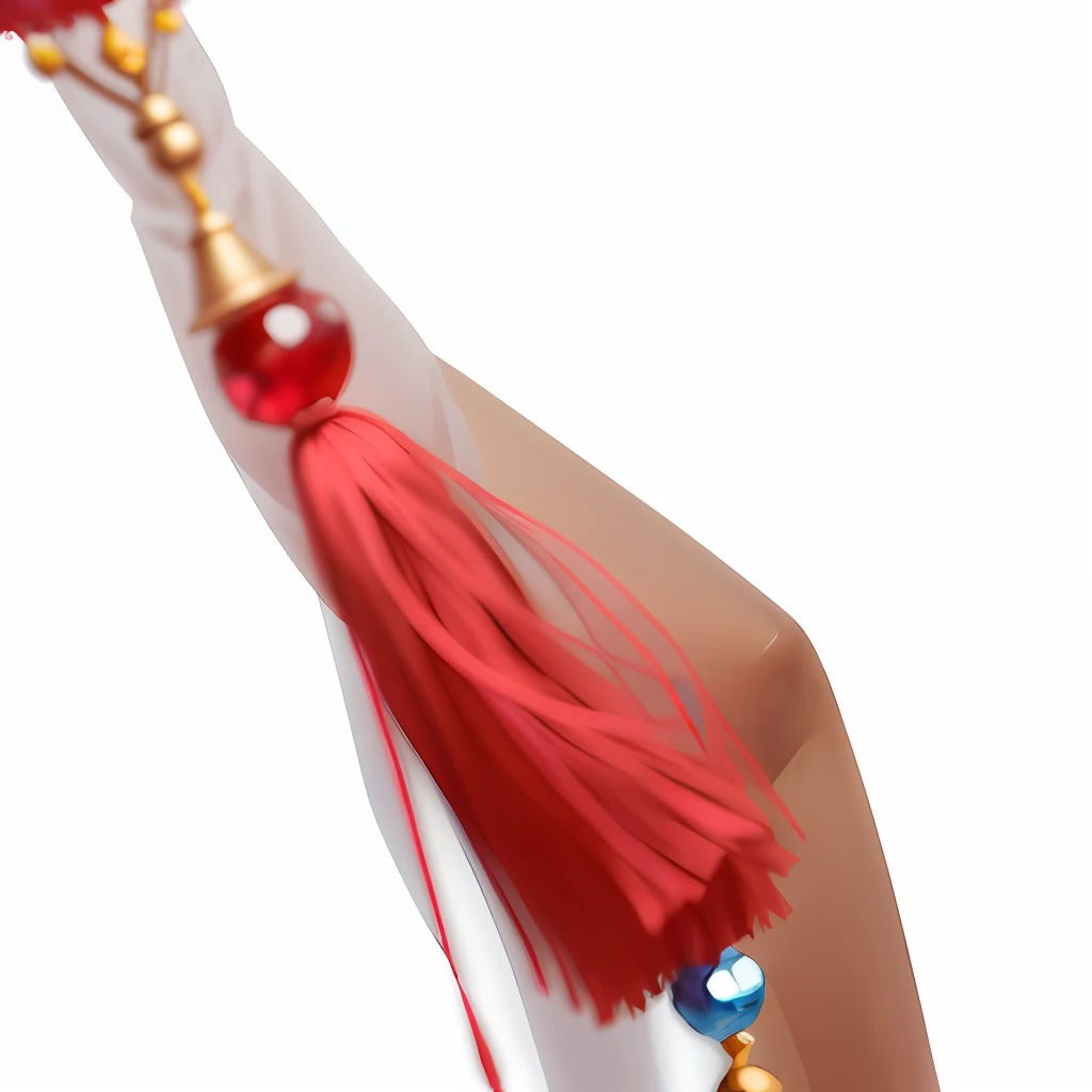 Absolutely clear,There are tassels hanging from it, nipple tassels, Tassel gemstones, Red, Blue and gold color scheme, lasso, close up shot of an amulet, 8K details, Clear details,crisp edges, details and vivid colors