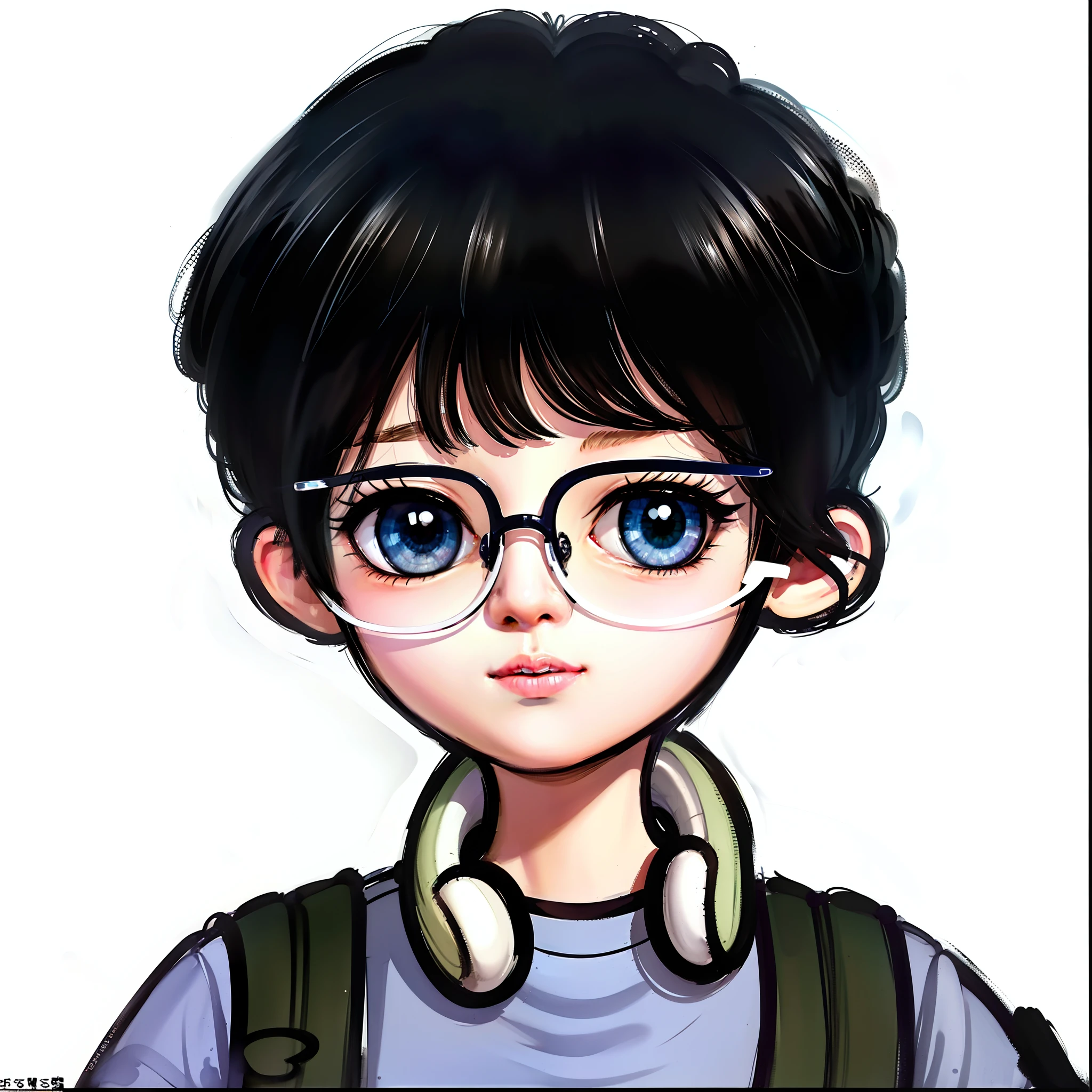 Drawing of a boy wearing blue gradient glasses and a backpack, Kawaii realistic portrait, Anime style portrait, Digital anime illustration, Cartoon Art Style, cartoon digital painting, cartoon portrait of, Guviz-style artwork, anime realism style, anime style character, portrait of kpop idol, anime character portrait, high quality portrait, in an anime style, Anime style illustration