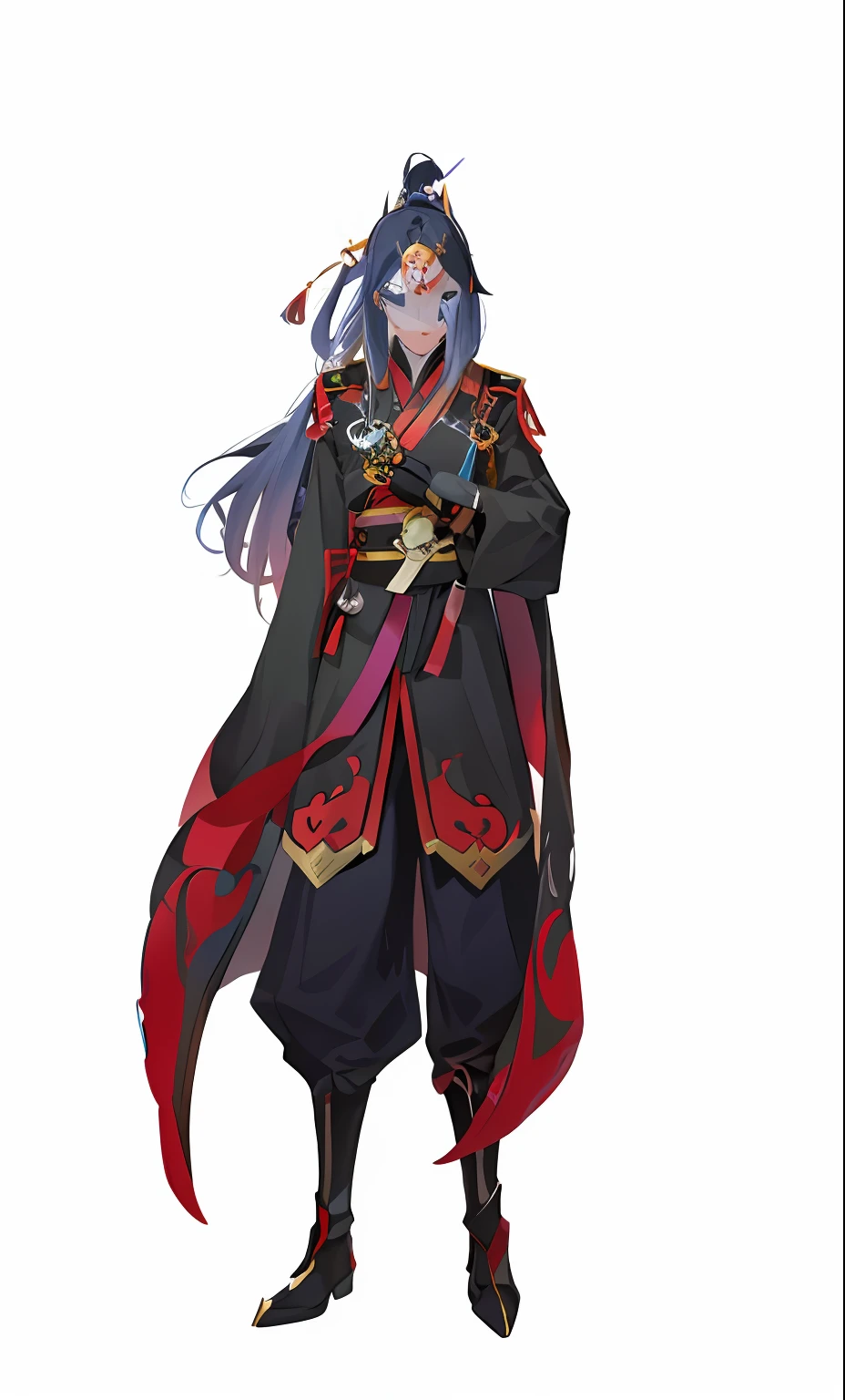 Anime characters dressed in full costumes and armed with swords, Keqing from Genshin Impact, Onmyoji detailed art, onmyoji portrait, zhongli from genshin impact, full-body xianxia, half invoker half megumin, onmyoji, full body concept, Genshin impact's character, anime full body illustration, official character art --auto