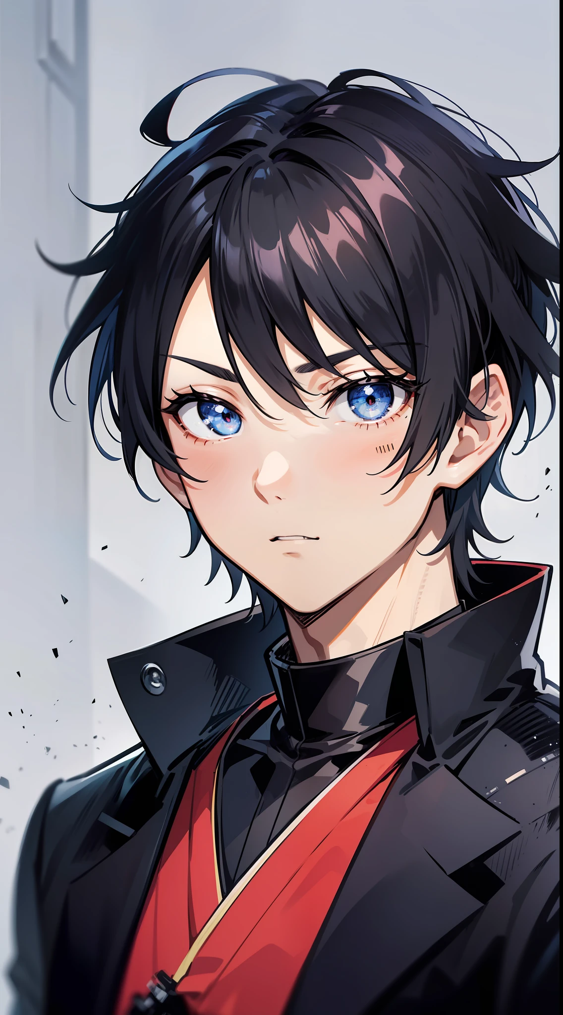 Black jacket, a character portrait inspired by Hisui Sugiura, Tumbler, shin hanga, a handsome man，Black short hair, boy has short black hair, made with anime painter studio, young anime man, anime moe art style, live2d virtual youtuber model, Stylized anime