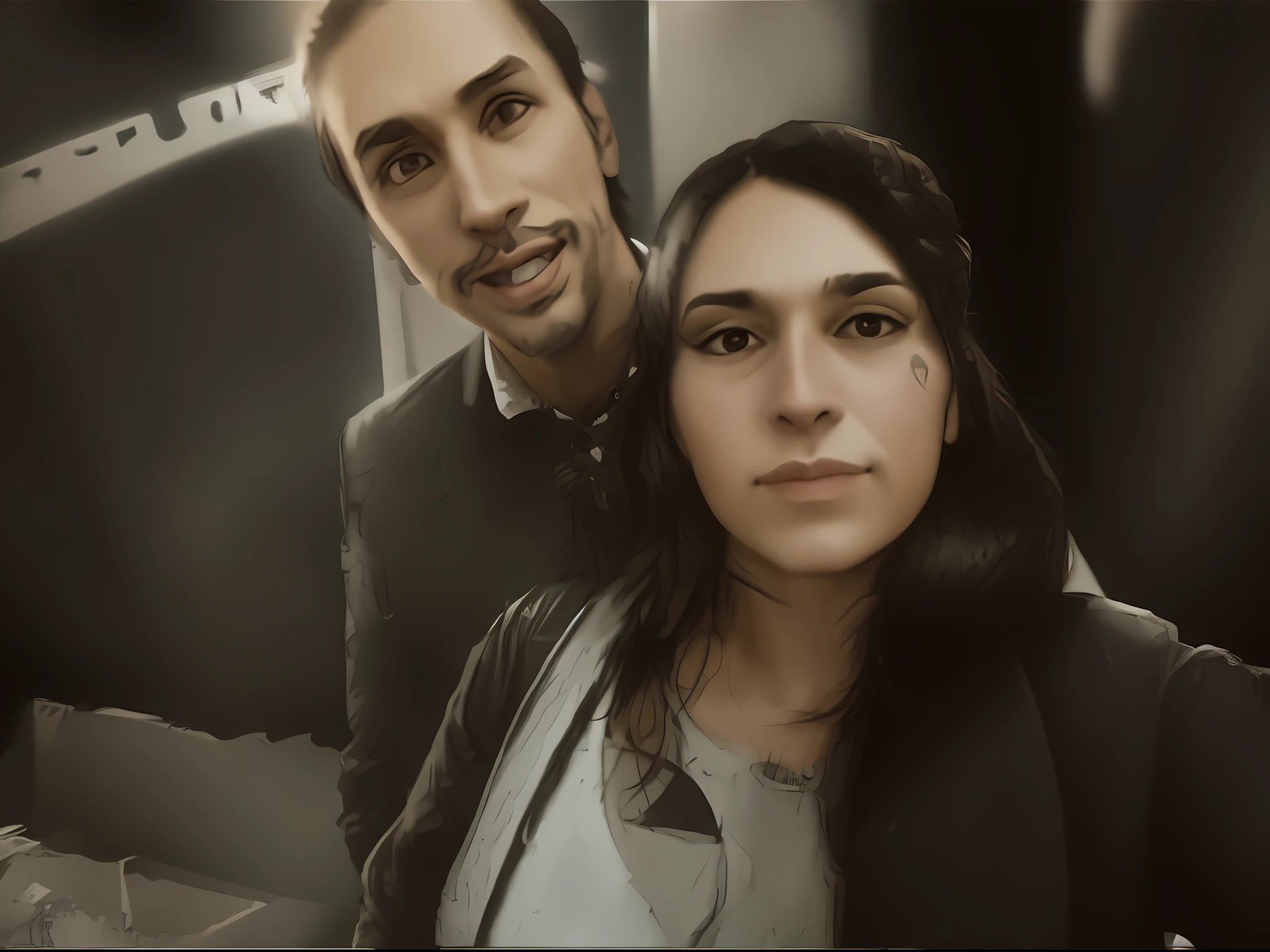 Pareja jovenes de rockeros vestidos con chaqueta de cuero negro y tachas en el recital de kiss