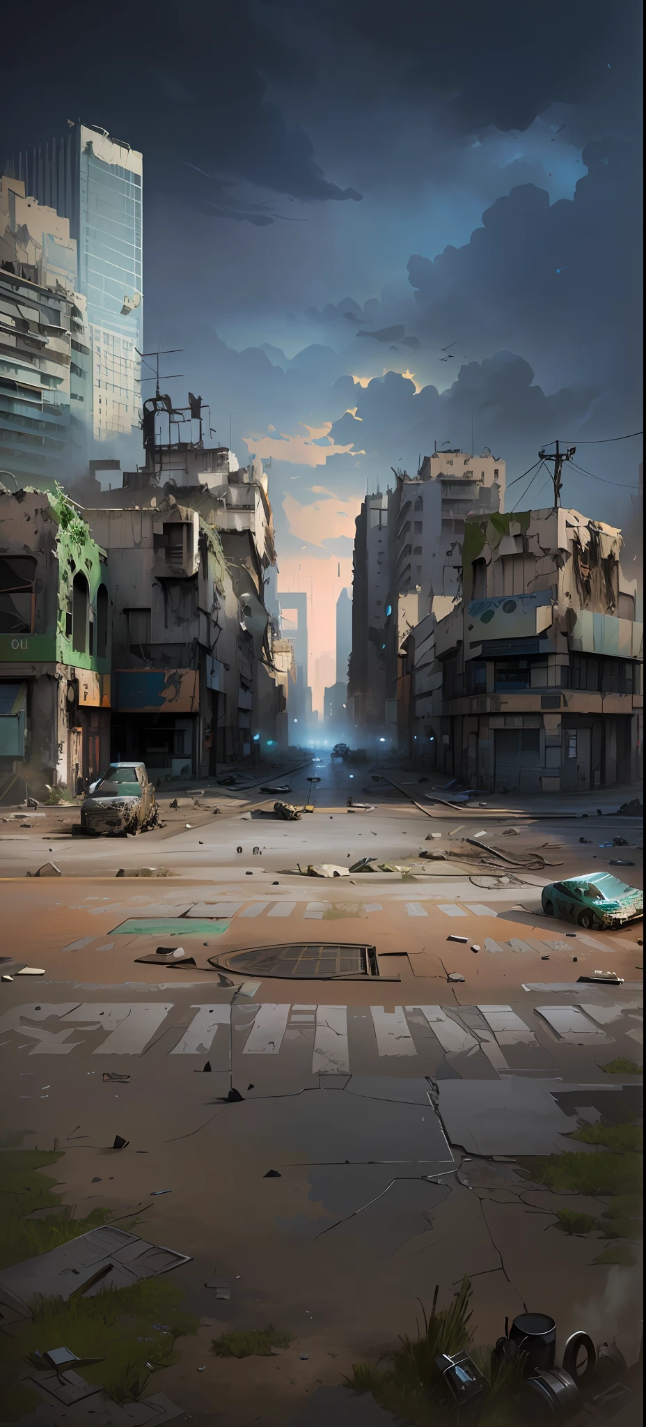 An abandoned square that smells of wasteland, Doomsday European and American City Square，In the center of the square is a huge statue，The building is dilapidated，Doomsday wasteland style，inspired by Ismail Inceoglu, Ismail Inceoglu, dramatic concept art, concept-art ， highly rendered, concept art for a video game, game art matte painting, highly realistic concept art, author：Ismail Inceoglu, concept world art, author：Luis Miranda