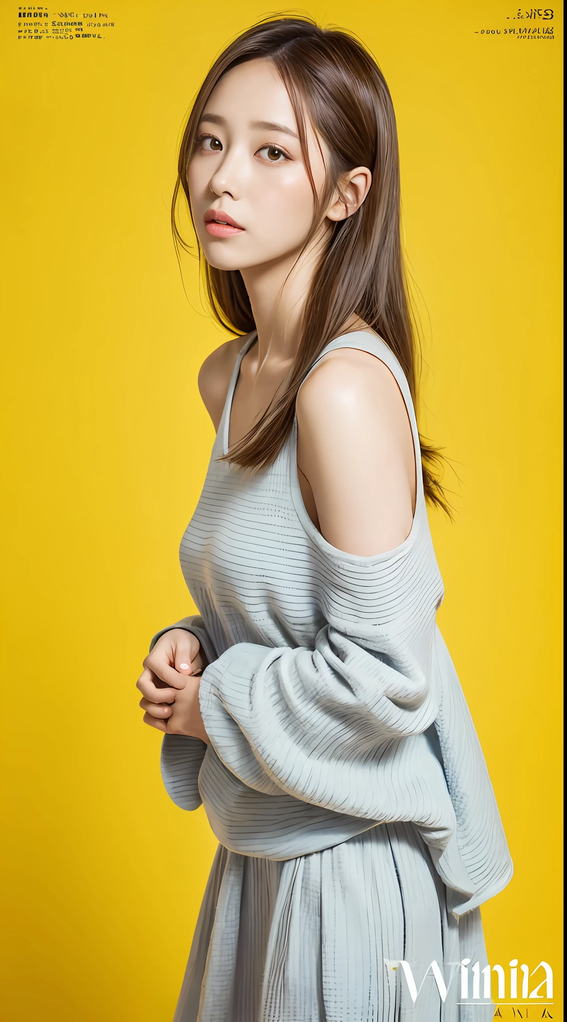 Mina Magazine，Vivi Magazine，MAQUIA MAGAZINE，Japanese fashion magazine，Japanese makeup，Portrait photography，yellow backdrop