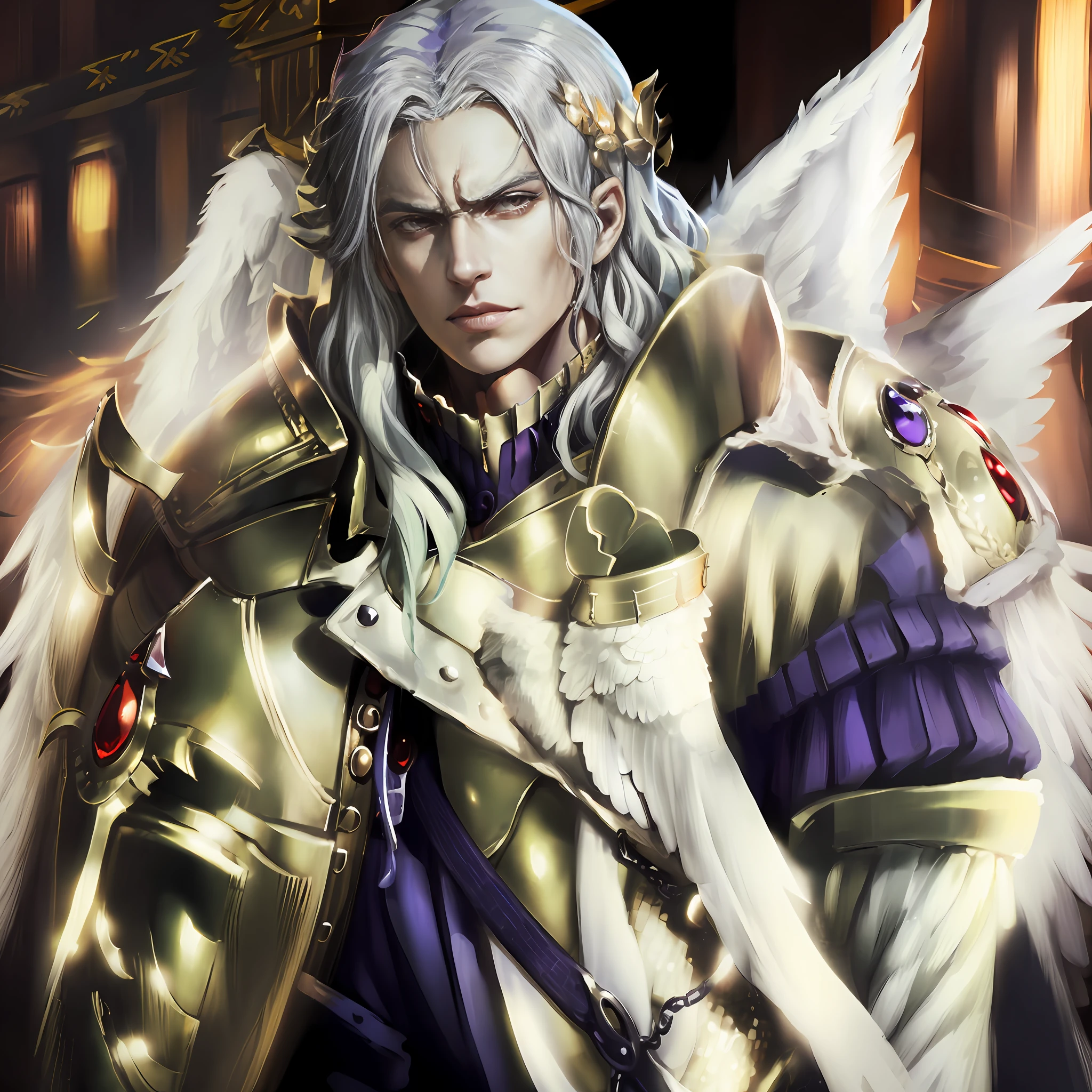anime big breast，Silver-haired man，angelicales，Big villain，seven deadly sins，Lord of Hell