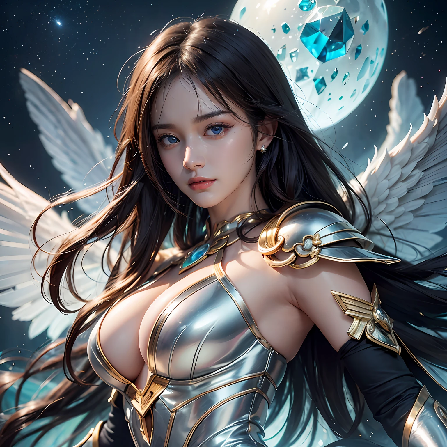 Goose egg face，largeeyes，long eyelasher，With bangs，Cool handsome，Domineering，Exquisite（live-action realistic style），Star-like eyes，Ultimate face，Photorealistic light and shadow，Clear facial features，Milky white skin， highdetailskin， Visible Pore，（Super detail）