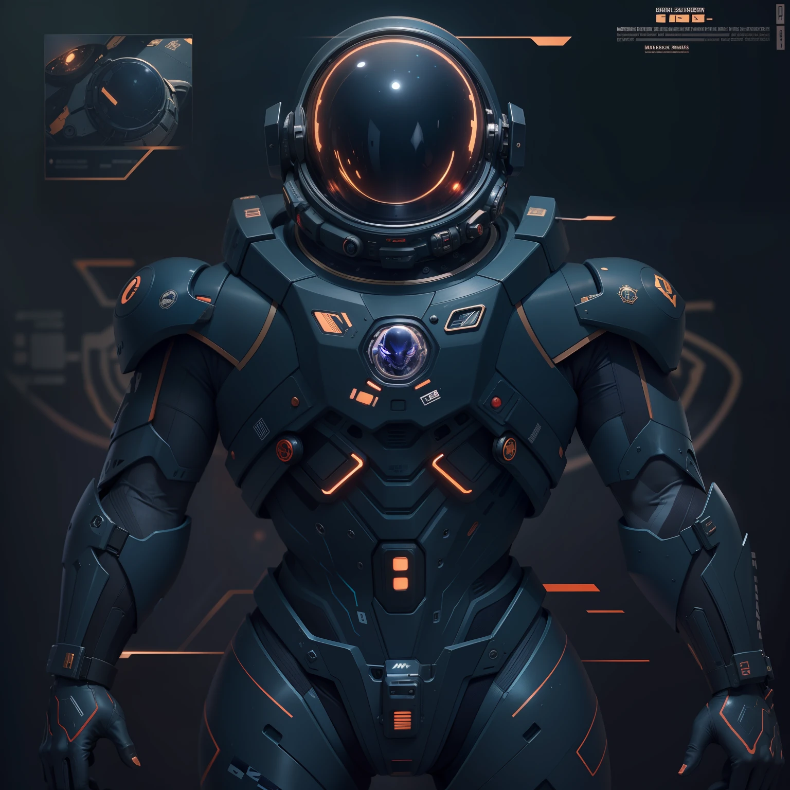 Navy space suit in dark colors that has the ribs of a living being with glowing veins across the surface. The eva on its back a mixture of carapace, technology, and electronics,(tmasterpiece),(high qulity), best qualtiy, Realiy, (Realistis), ultra-detailliert, (fulldetail), (4k),8k,