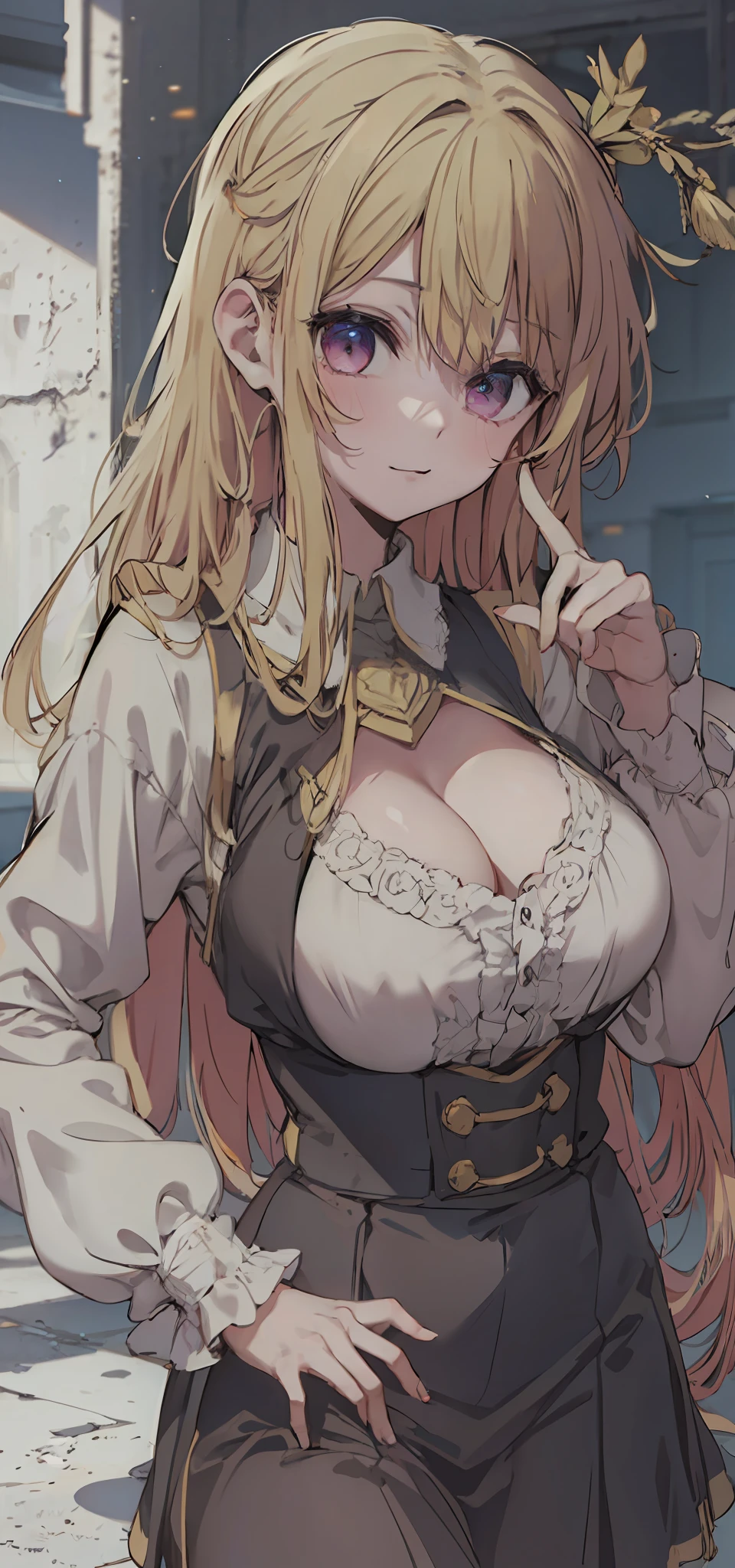 ((No hat))、Improve textures、Eyes are shining、1 woman、5 fingers、big breasts、The chest is visible