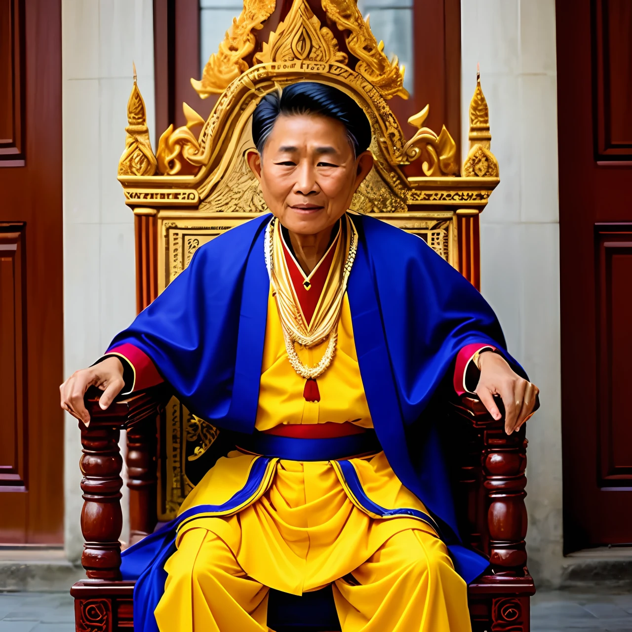 Best  Myanmar treditional suit,man,sitting on a chair