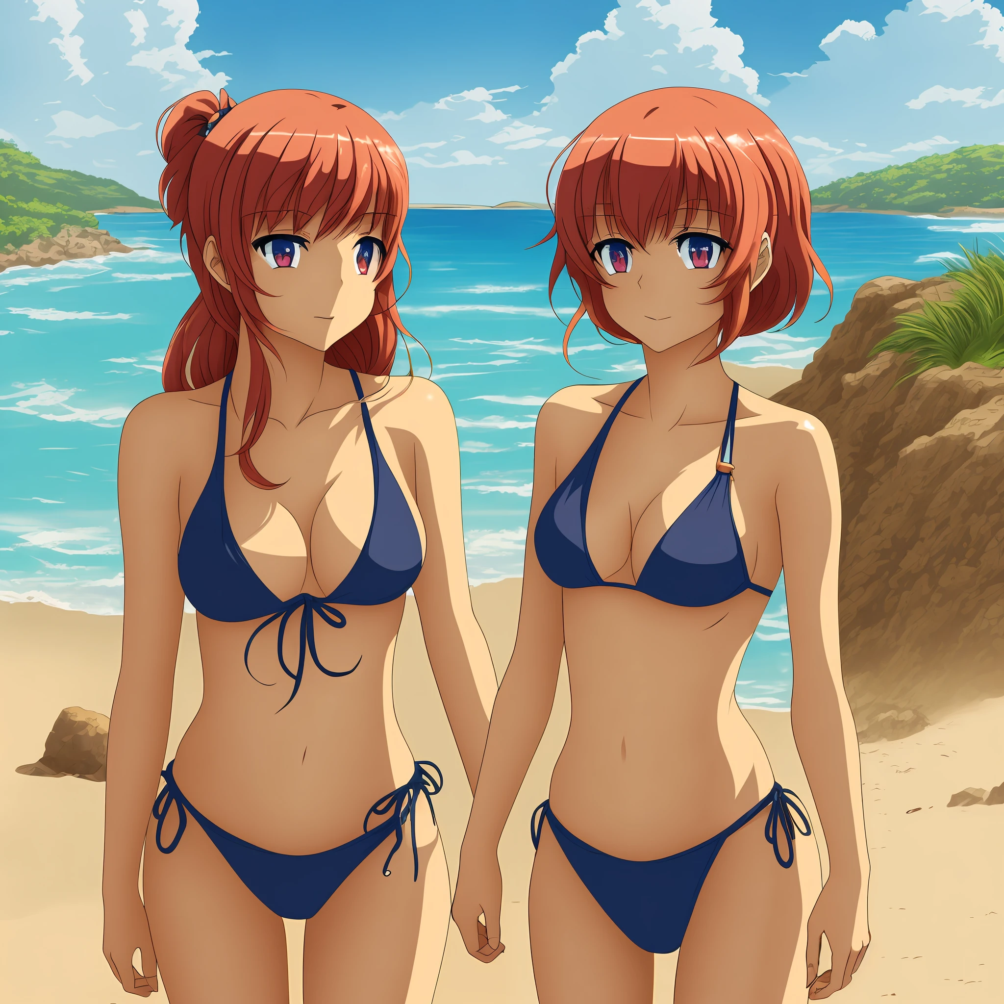 petite girl, Pioneer, ussr, Pioneer Camp, camp, bathing suit, kali, Beach, Endless Summer, the anime, game, Visual Novel, Tans, Ulyana, redhead hair, Soviet Union