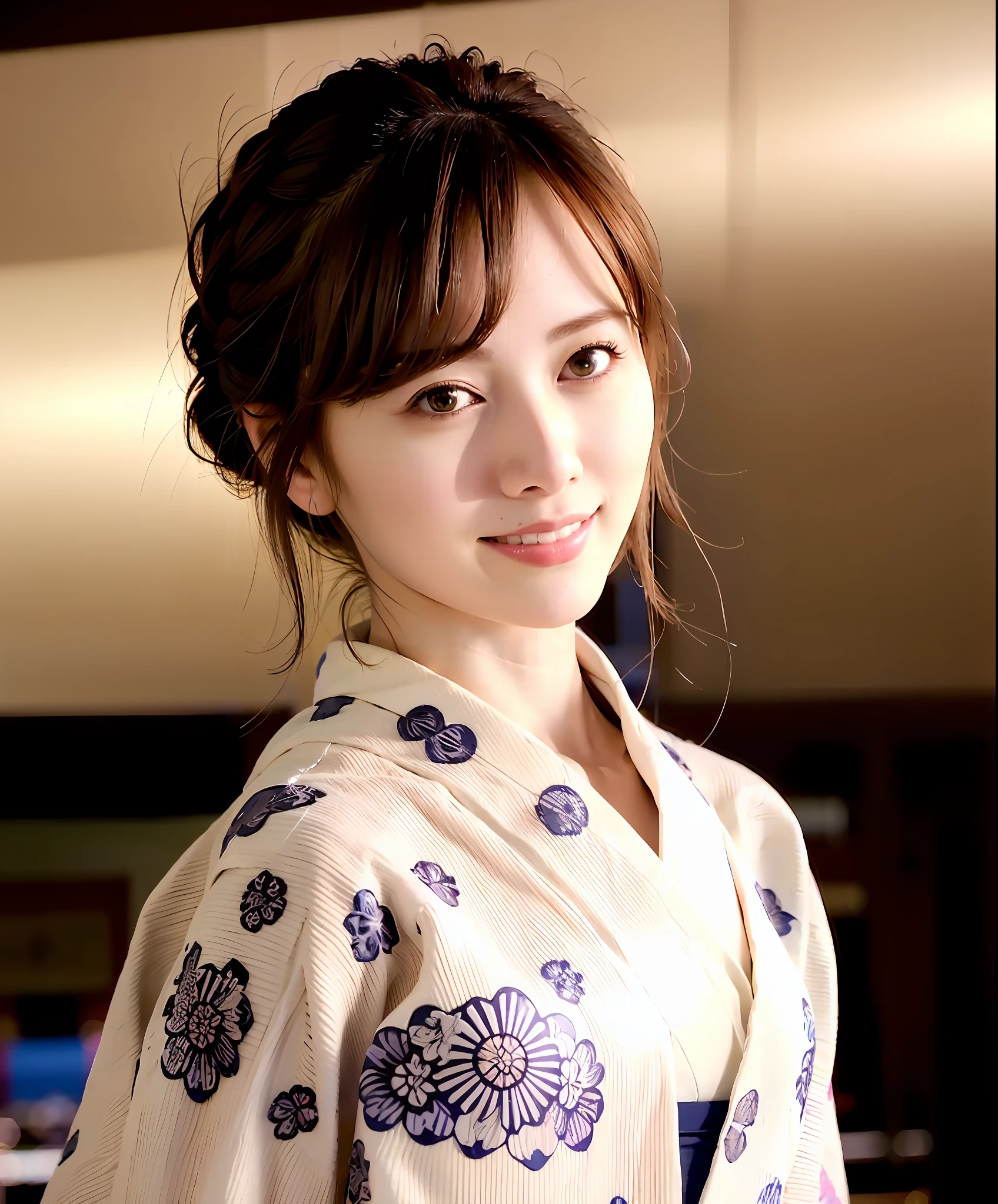 best quality, photorealistic, 8k, high res, 1girl, woman, (skindentation), (professional lighting), (kimono:1.74), gorgeous, (1girl eyes looking at viewer:1.54), ((looking at viewer:1.6)), (looking at the camera), photorealistic, (bokeh), (dynamic pose:1.2), masterpiece, intricate, realistic, sharp focus, award-winning photograph,smile