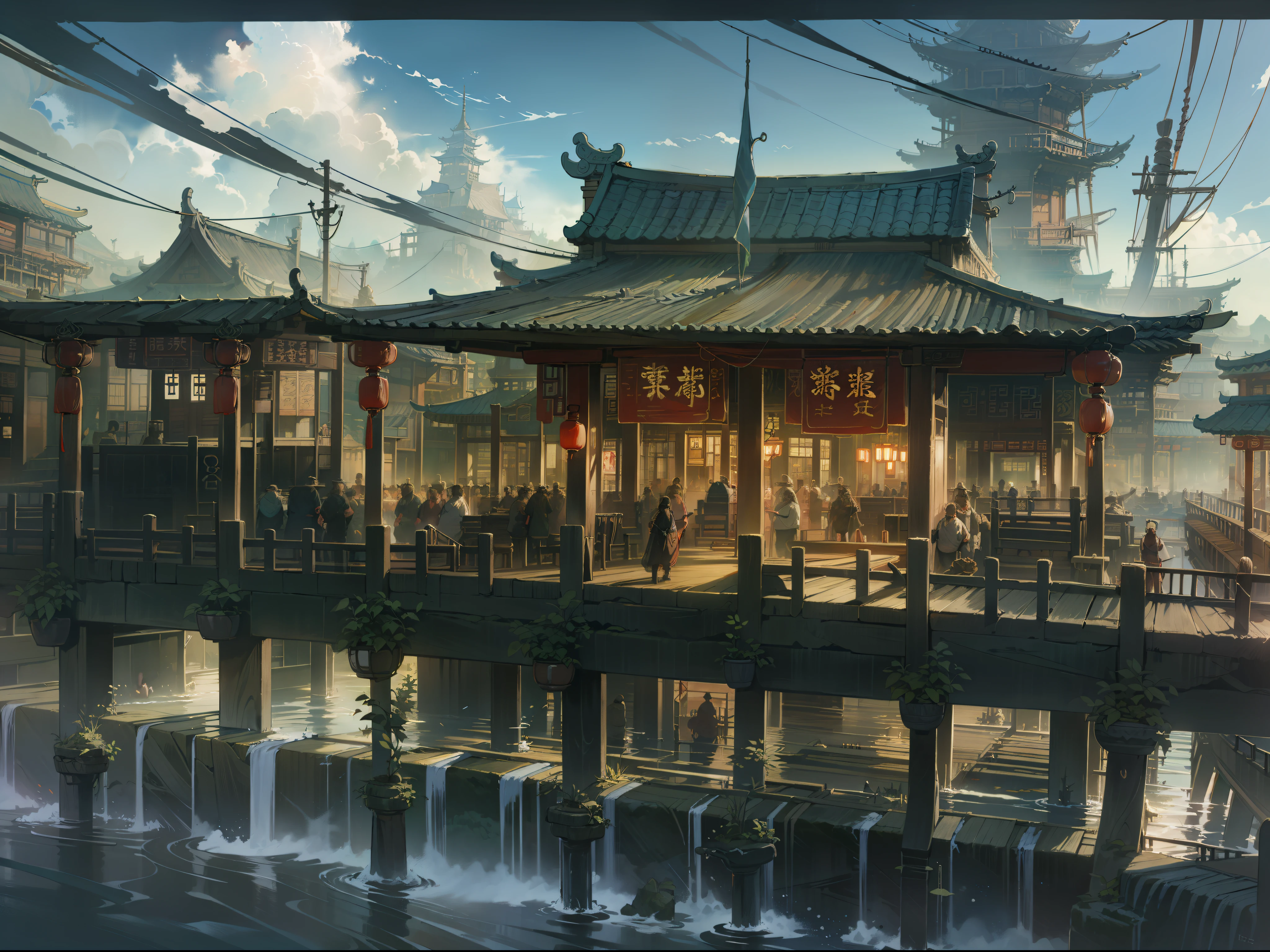 extremely detailed, 8k, wallpaper,masterpiece, best quality, ultra-detailed, bilgewater,(chinese architecture) ,