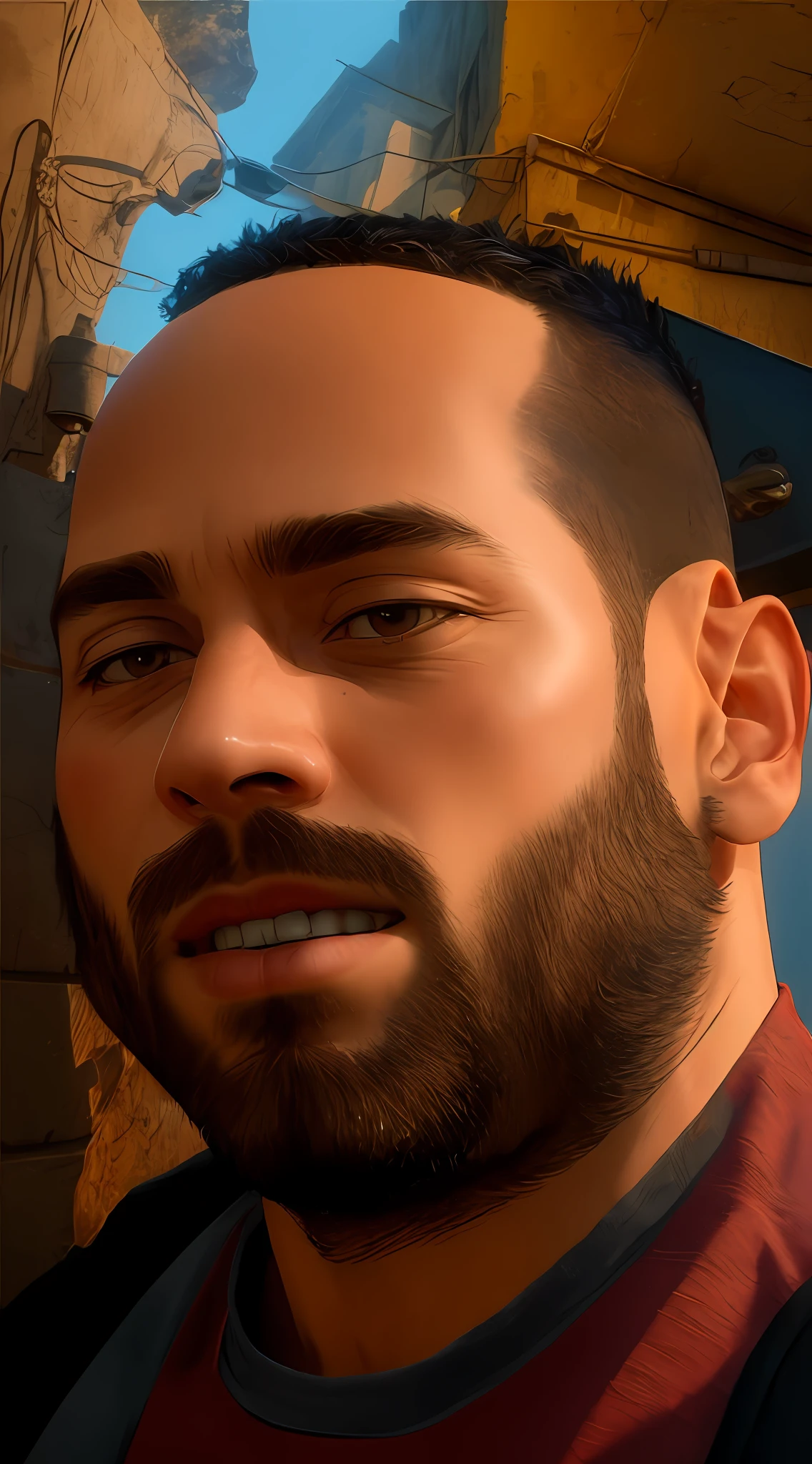 There is a profile picture of the man, de 35anos, Estilo Avatar dos desenhos animados 3D.