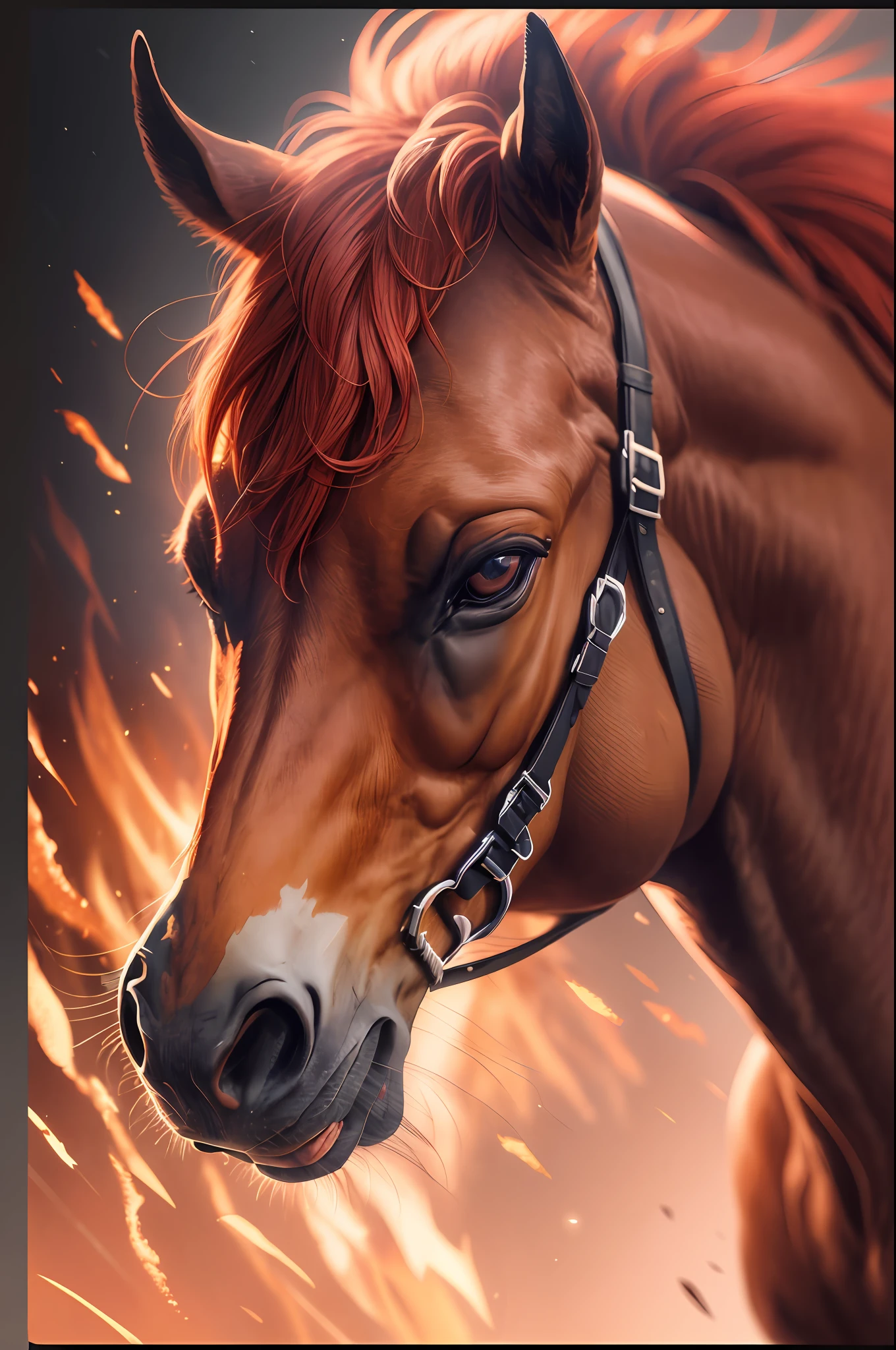 Un cheval courant en feu,(Feu rouge:1.3), bonne main,4K, high resolucion, Masterpiece, Best quality, cap:1.3,((Photographie Hasselblad)), mise au point nette, (lighting cinematic), clavicule, Nuit, softlighting, Angle dynamique, [:(Detailed face:1.2):0.2], outside, ville,Fond monochrom --auto --s2