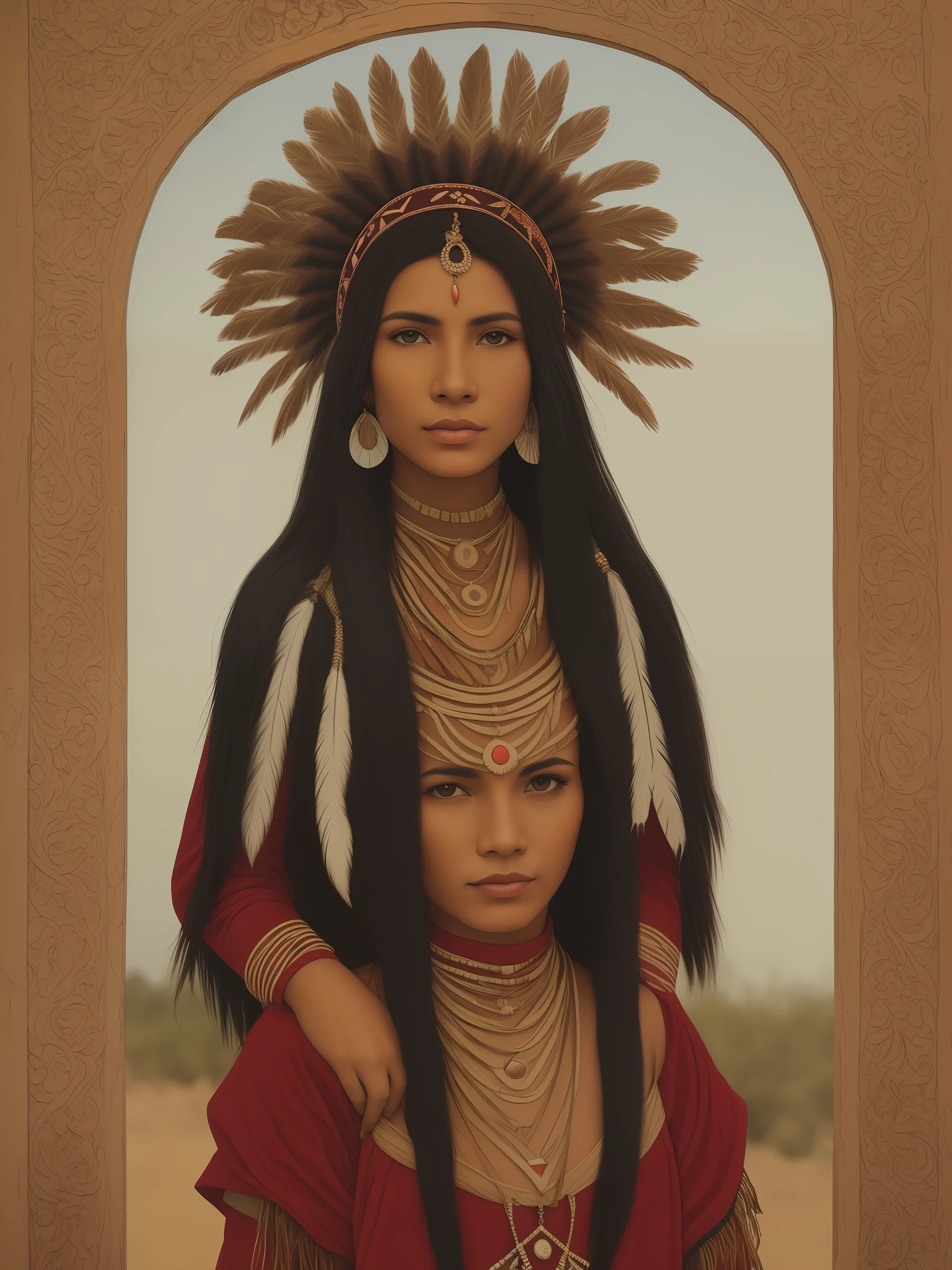 Indigenous representation of a Brazilian woman in ancient dress