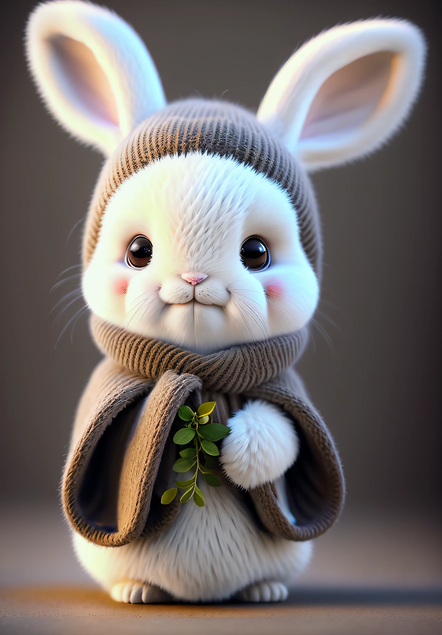 rabbit, blur, flower, natural, no_contrast, depth of field, to8contrast style, dark_glam, wearing drk_glam, deep shadows, (dark: 1.4)