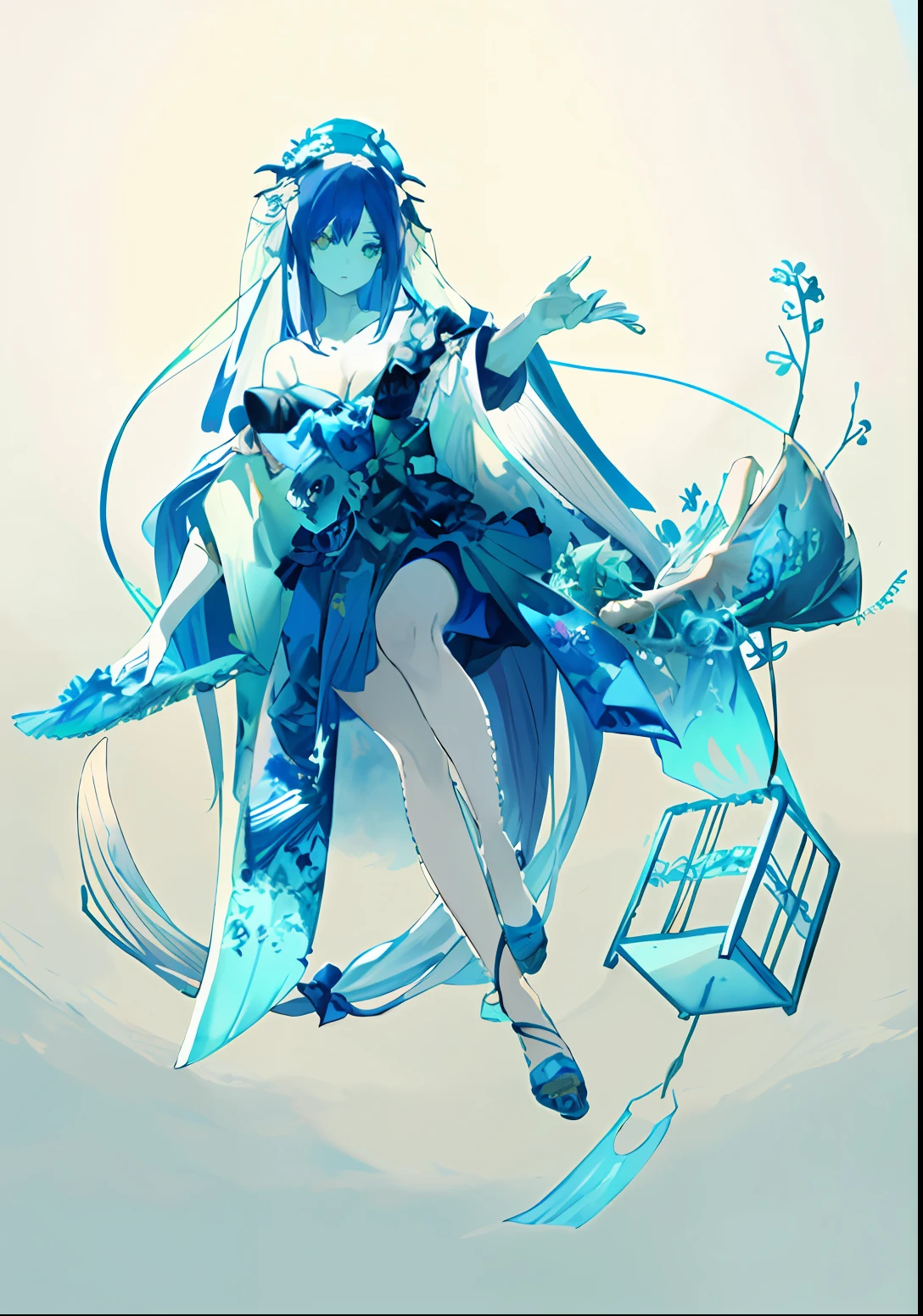 1girl, underwater, skeleton,corpse,Beneath the sea, where tendrils of coral and vines abound, a (mermaid) girl stares at you from amidst a pile of bones and skulls. Her eyes gleam with an eerie light.
