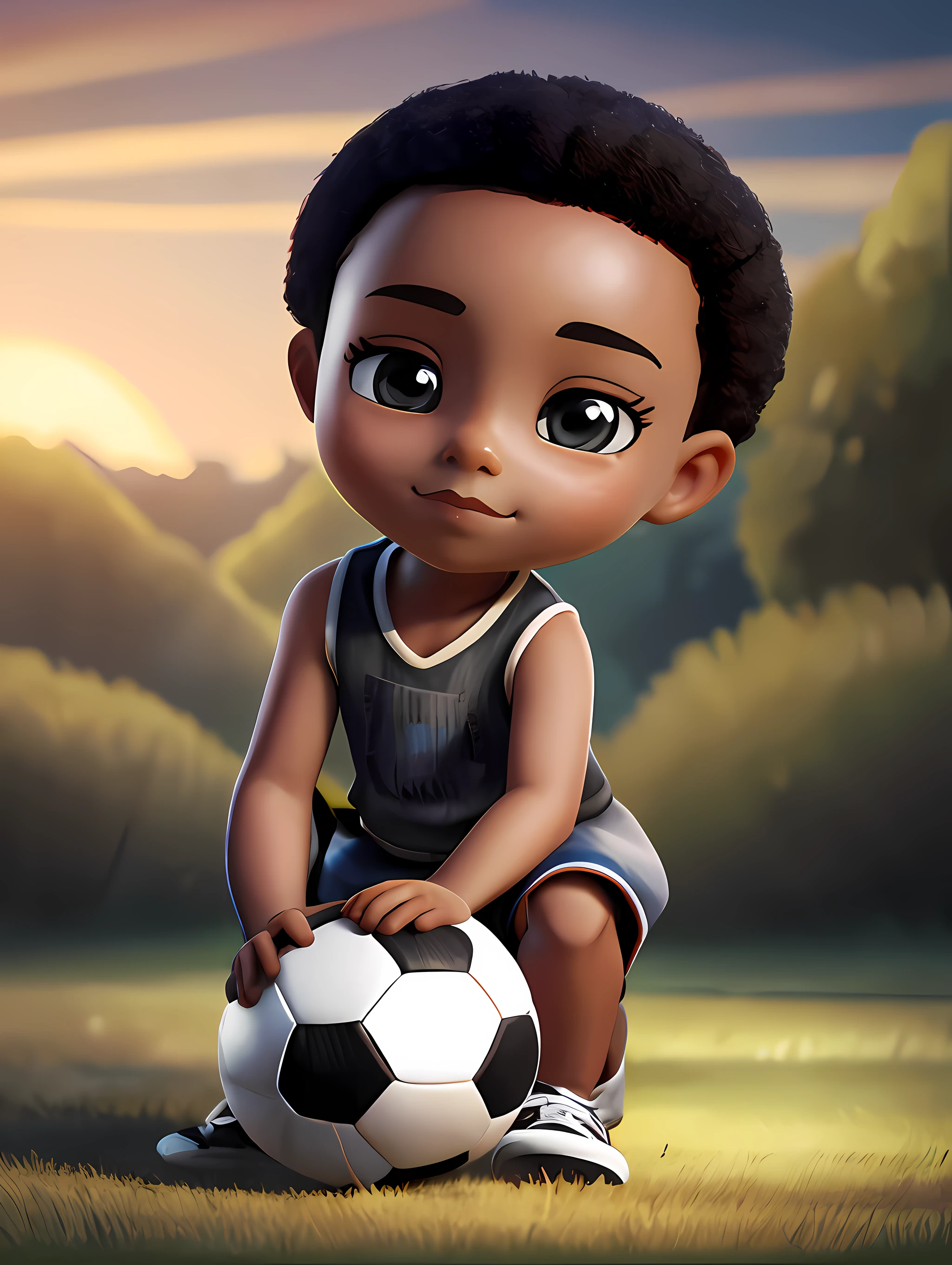 afro-futurista(((portanto))) cartoon kneeling on the ground with a soccer ball, arte digital detalhada bonito, painting digital adorable, Cartoon style illustration, stylized digital illustration, stunning digital illustration, bela arte digital, arte de pintura digital dos desenhos animados, pintura digital dos desenhos animados 3D, Beautiful digital illustration, Arte infantil em Artstation, detailed digital illustration, arte digital detalhada, digital illustation, exquisite digital illustration