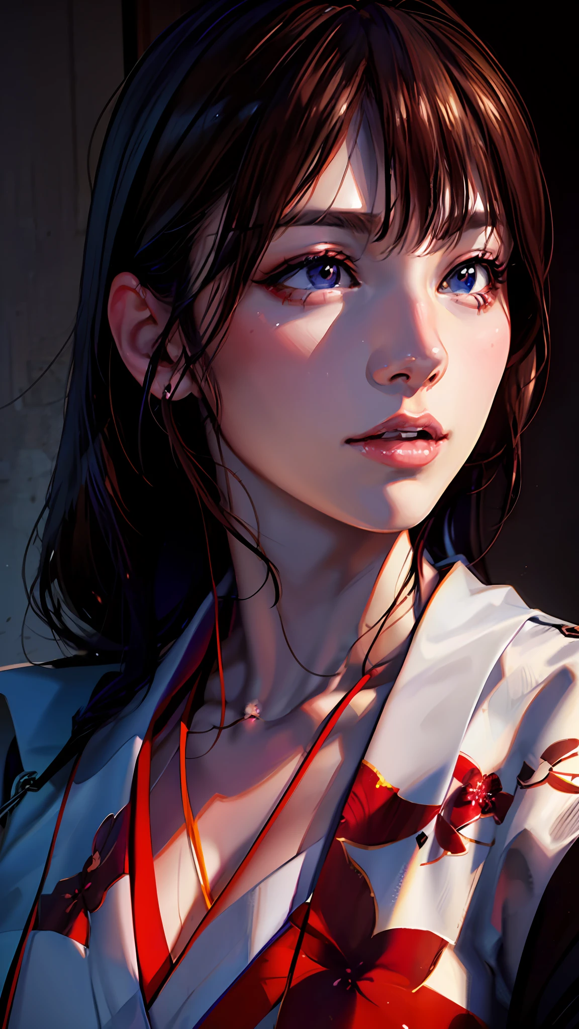 There is a woman taking a picture in a kimono, photorealistic anime, Hyper realistic anime, realistic anime art style, Beautiful Anime Portrait, made with anime painter studio, realistic anime 3 d style, painted in anime painter studio, Anime Realism Style, Stunning anime face portrait, detailed portrait of an anime girl, anime realism, kawaii realistic portrait, digital anime illustration