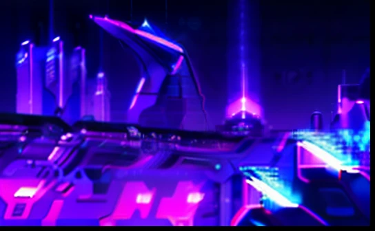 Close-up of futuristic weapons with purple light, Futuristic laser tracking, cyber space, The city of Aikensebotan, cyber neon lights, ( ( ( synthetic wave ) ) ), Sci-fi Nether, purple and cyan lighting, cyberpunk nightclub, cyber aesthetic, cyberpunk atlantis, cyber neon lights, cyber punk setting, Blue neon atmosphere in the stern