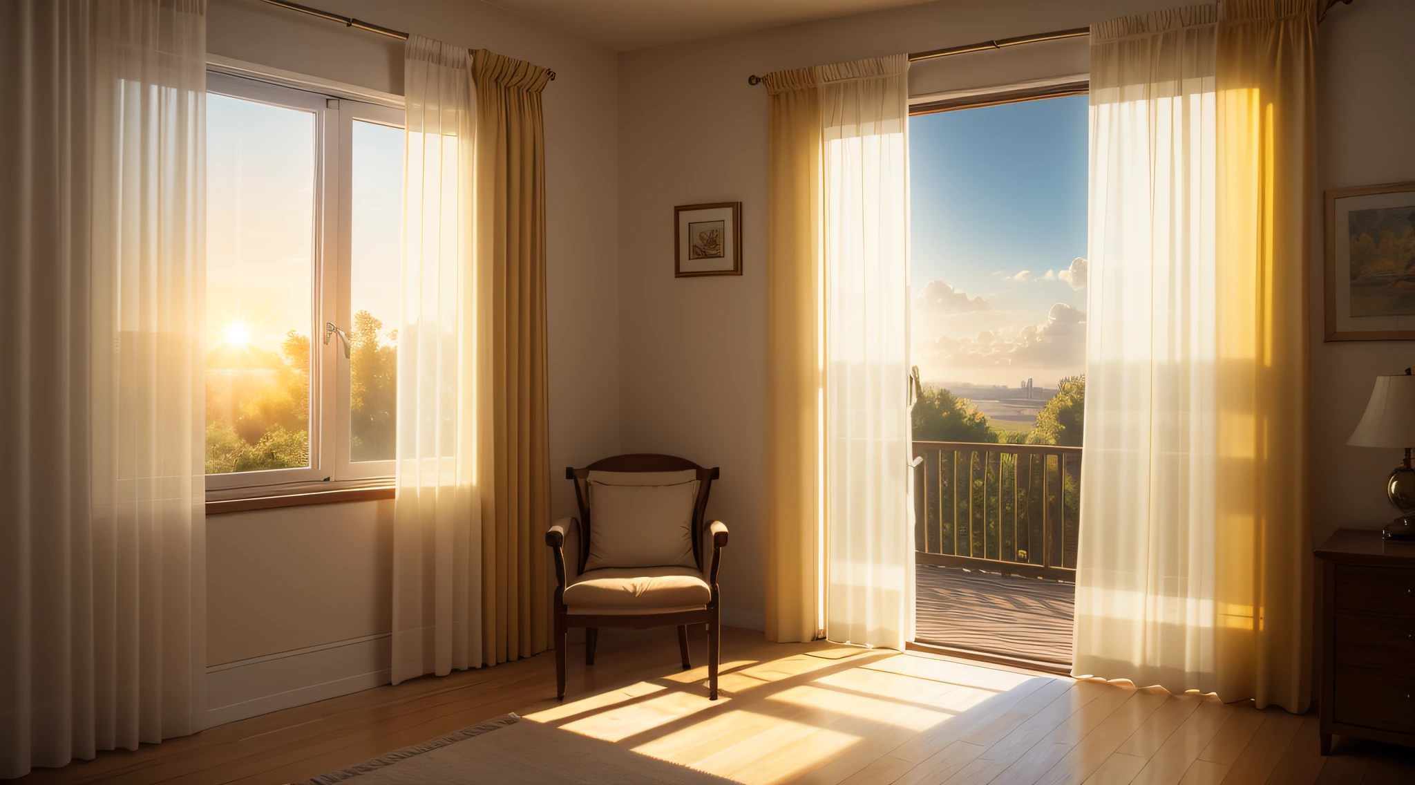 Warm curtains,The sun shines in