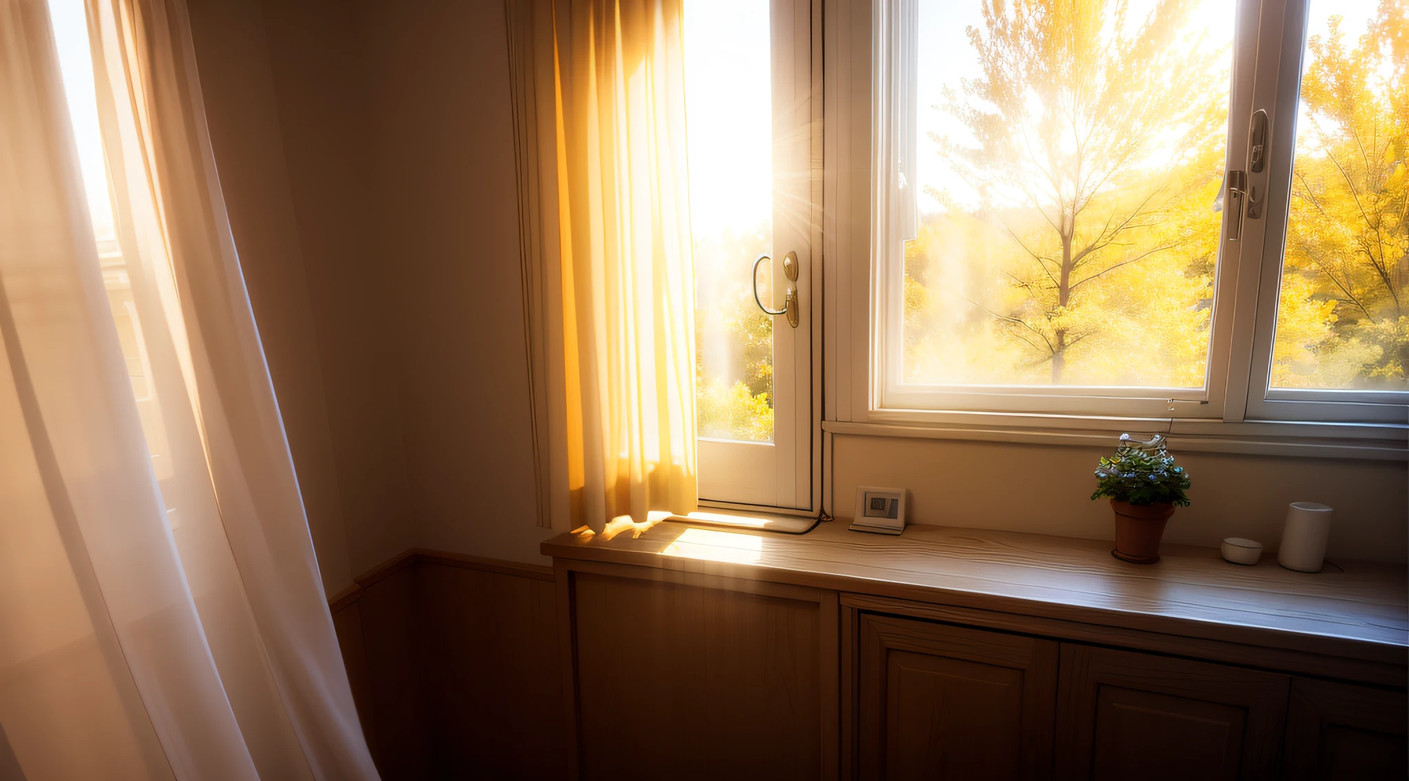 Warm curtains,The sun shines in