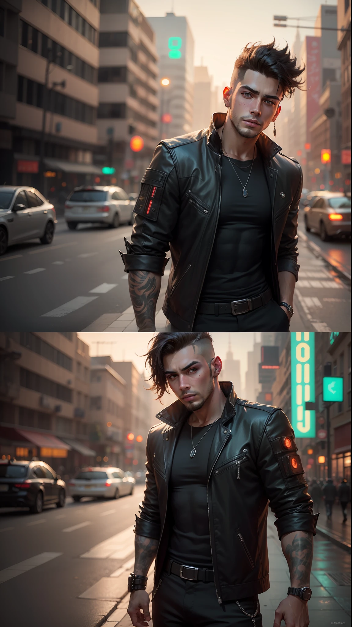 Change background cyberpunk handsome boy, realistic face, 8k, ultra realistic