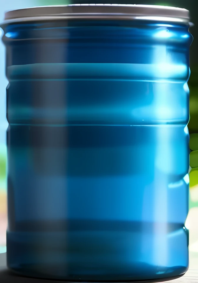 A blue jar with a glass texture, artistic sense, and transparency