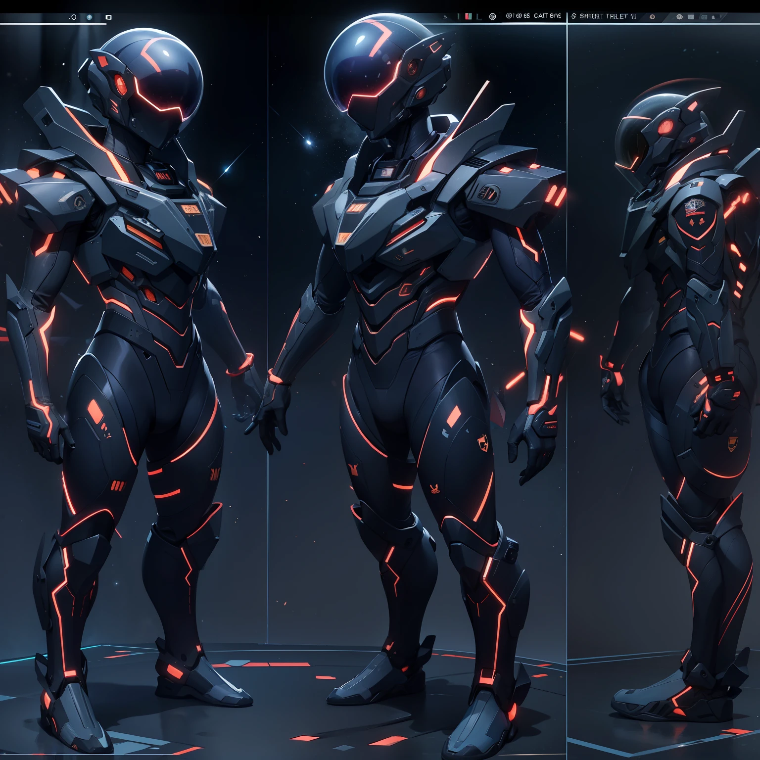 Navy space suit in dark colors that has the ribs of a living being with glowing veins across the surface. The eva on its back a mixture of carapace, technology, and electronics,(tmasterpiece),(high qulity), best qualtiy, Realiy, (Realistis), ultra-detailliert, (fulldetail), (4k),8k,