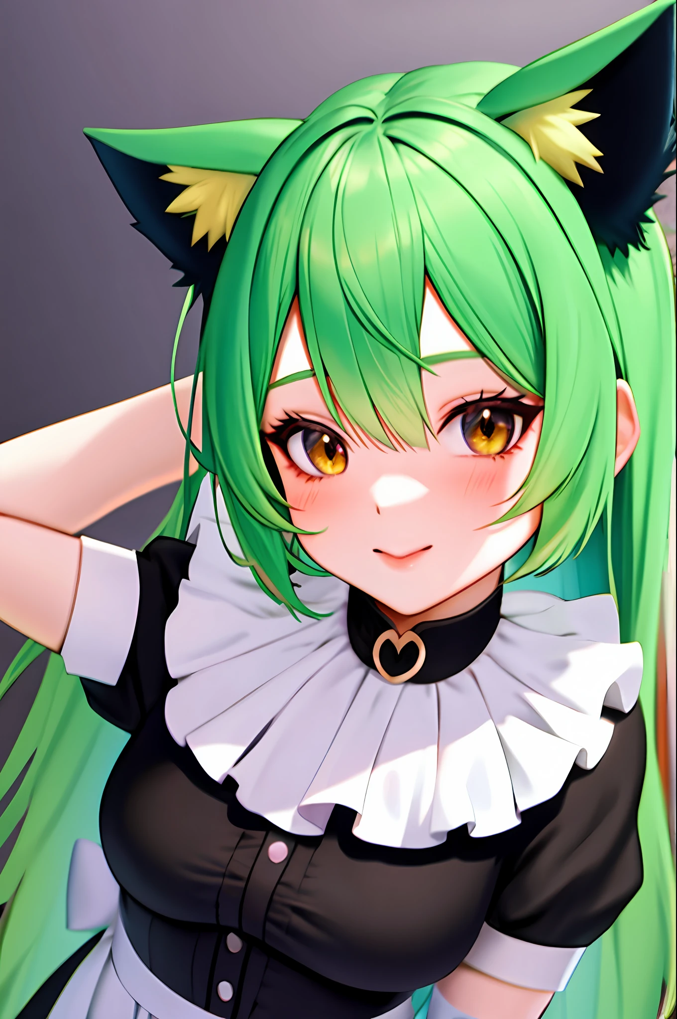 hololive, anime moe artstyle, cute anime catgirl, live2d virtual youtuber model, anime cat girl in a maid costume, anime catgirl, anime visual of a cute girl