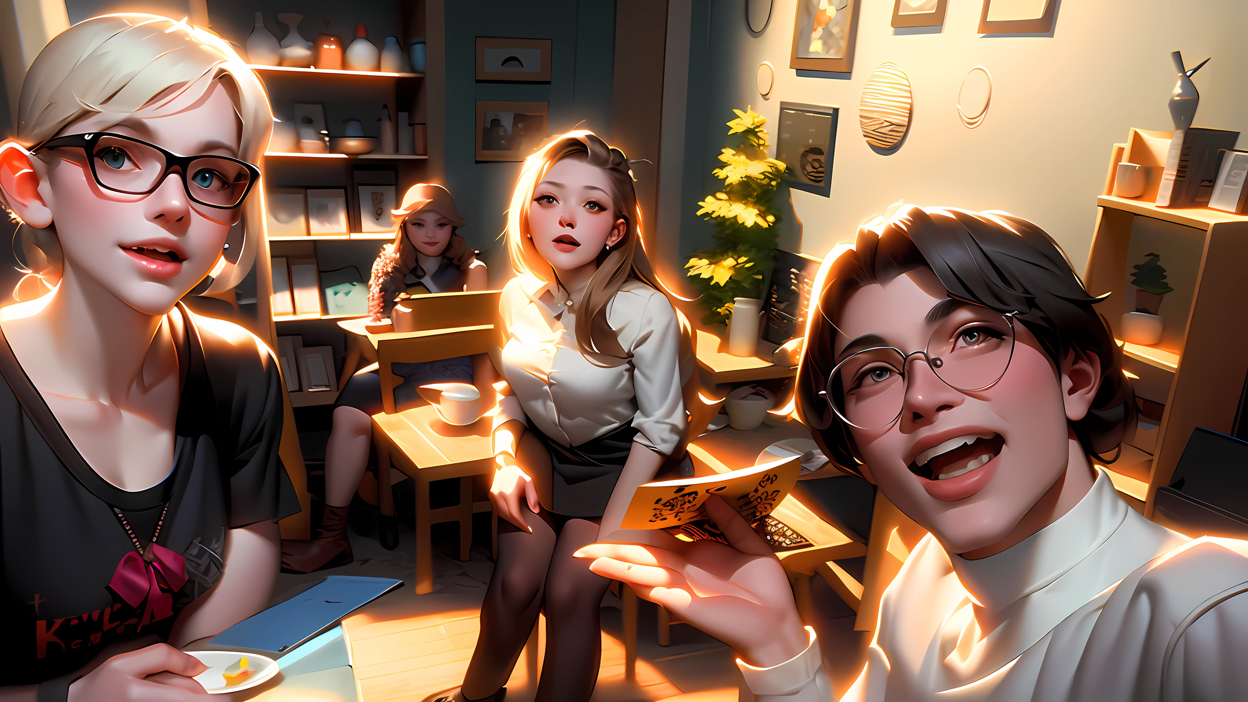 anime characters sitting at a table with a plate of food, from girls frontline, kda, from arknights, artwork in the style of guweiz, mysterious coffee shop girl, fine details. girls frontline, by Shitao, girls frontline style, highly detailed exquisite fanart, in a bright cafe, kawacy, high quality fanart,masterpiece, best quality, (extremely detailed CG unity 8k wallpaper), (best quality), (best illustration), (best shadow), absurdres, realistic lighting,