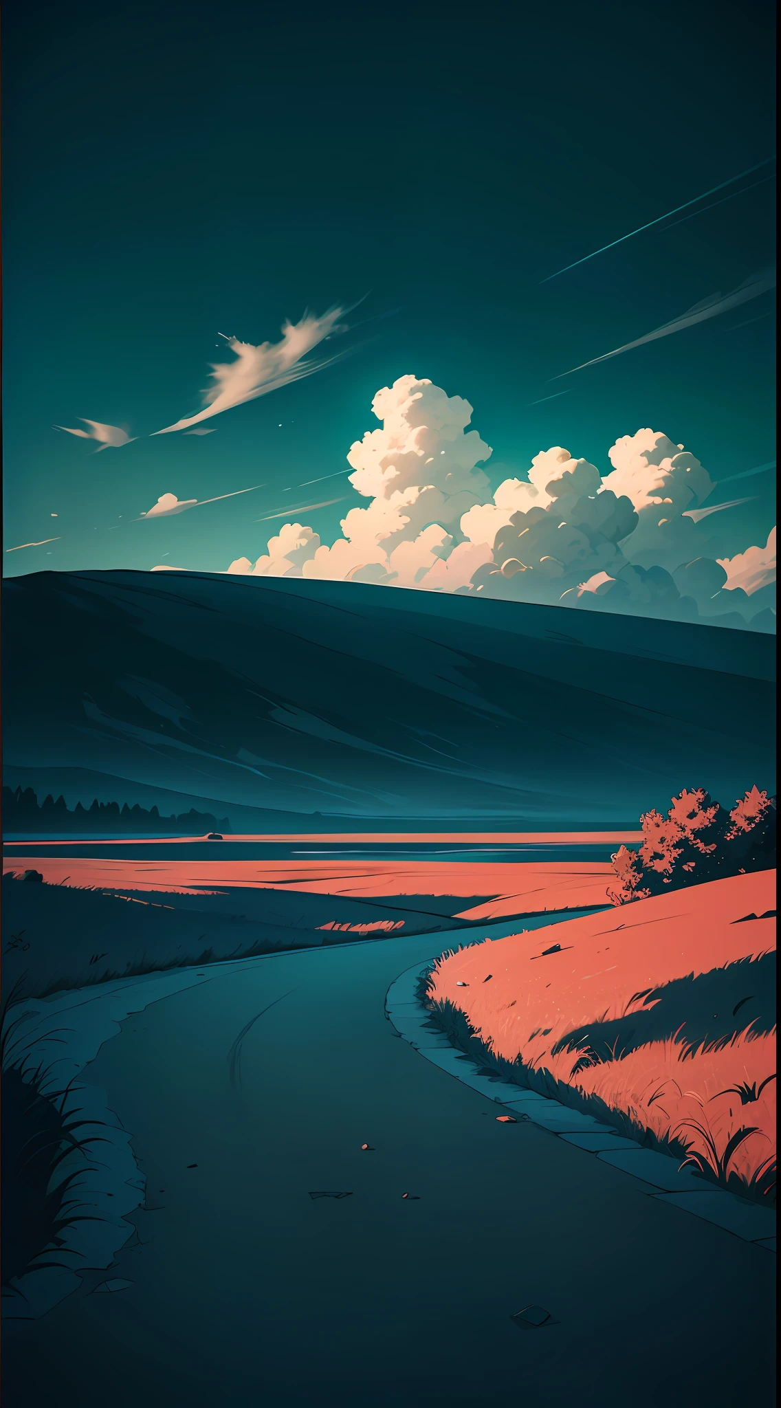 expansive landscape photograph, dynamic lighting, two tone lighting, high contrast