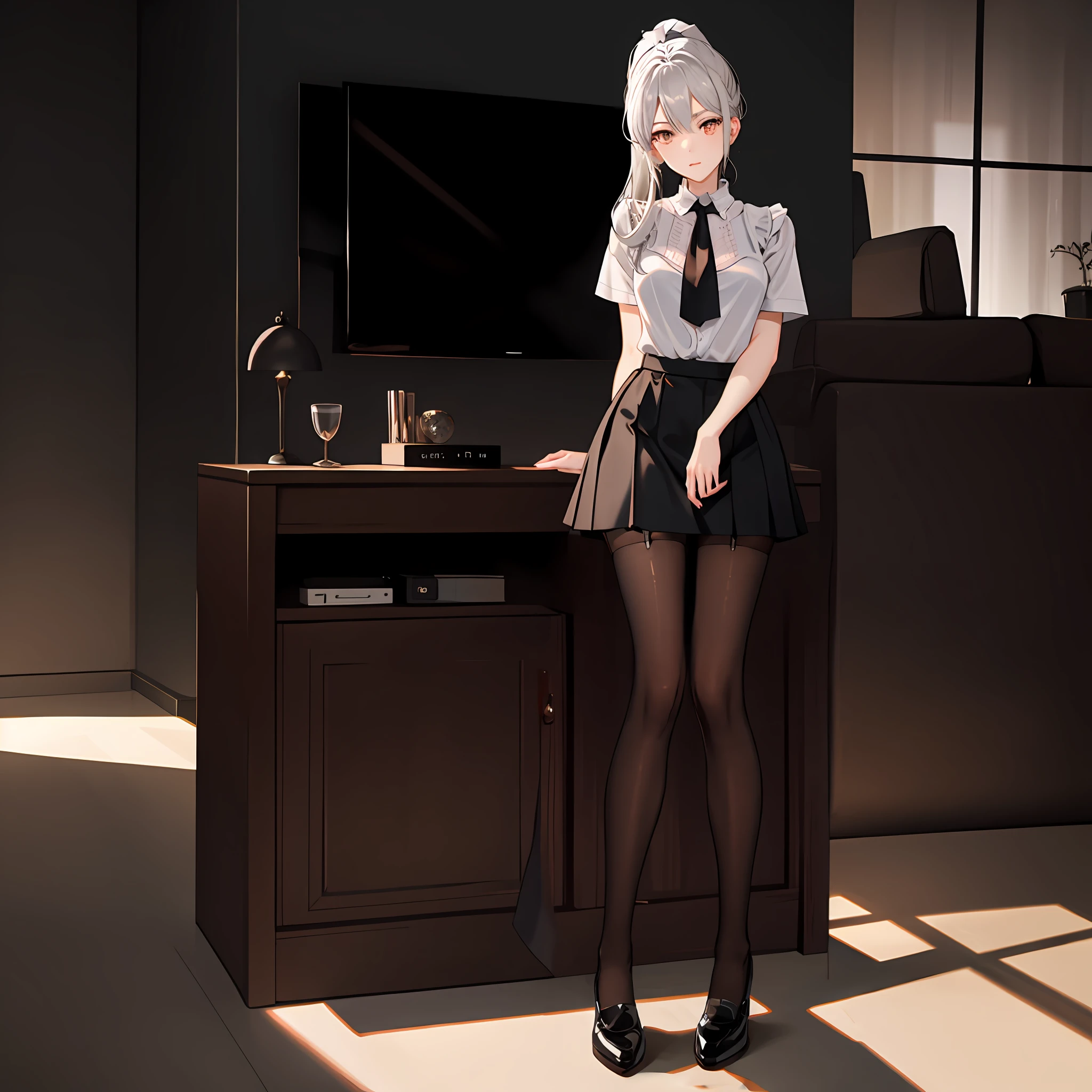 More refined,Black suspender stockings