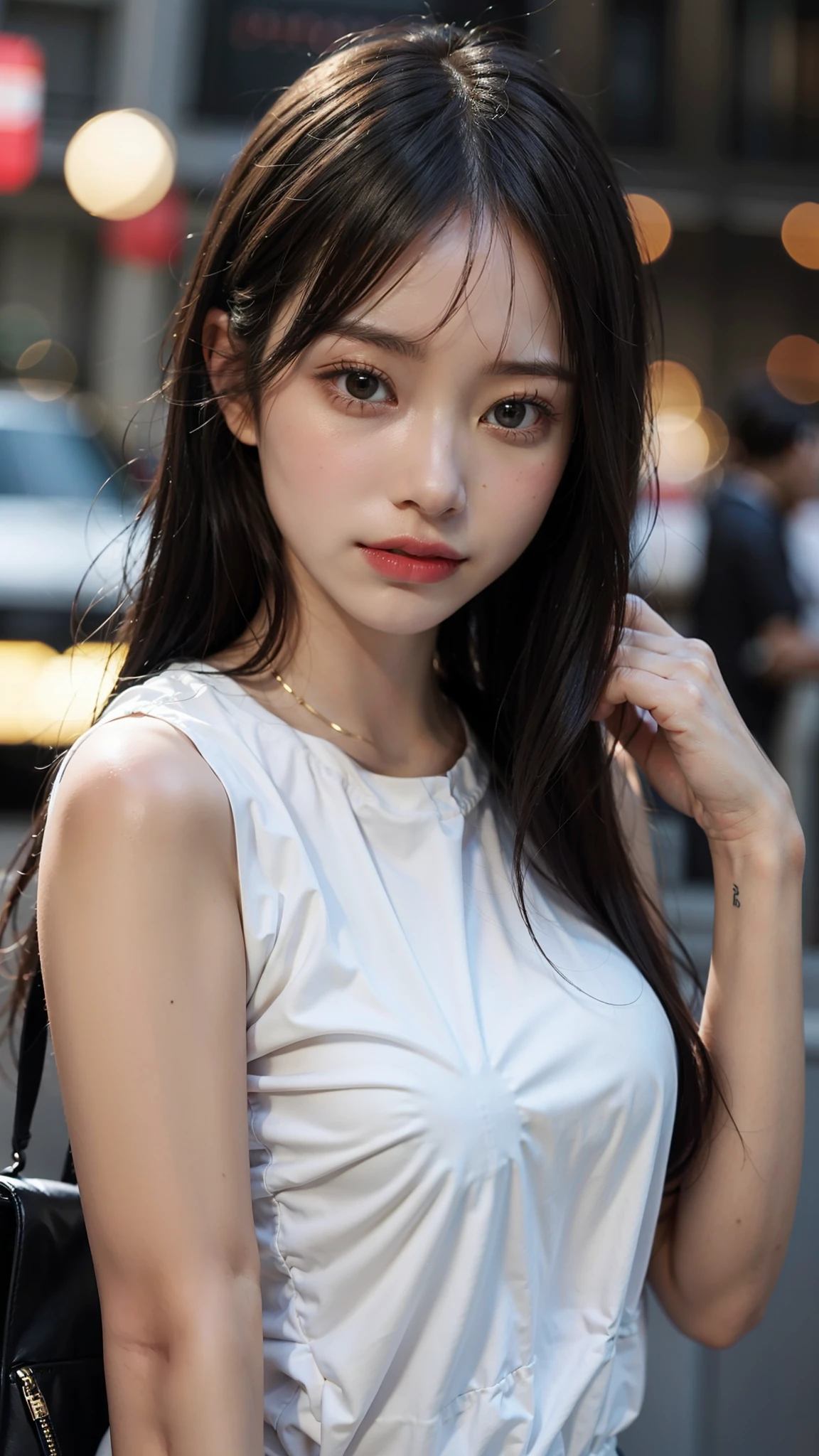 A woman in her 20s,cute, facing here, very close, 4K, 4D,