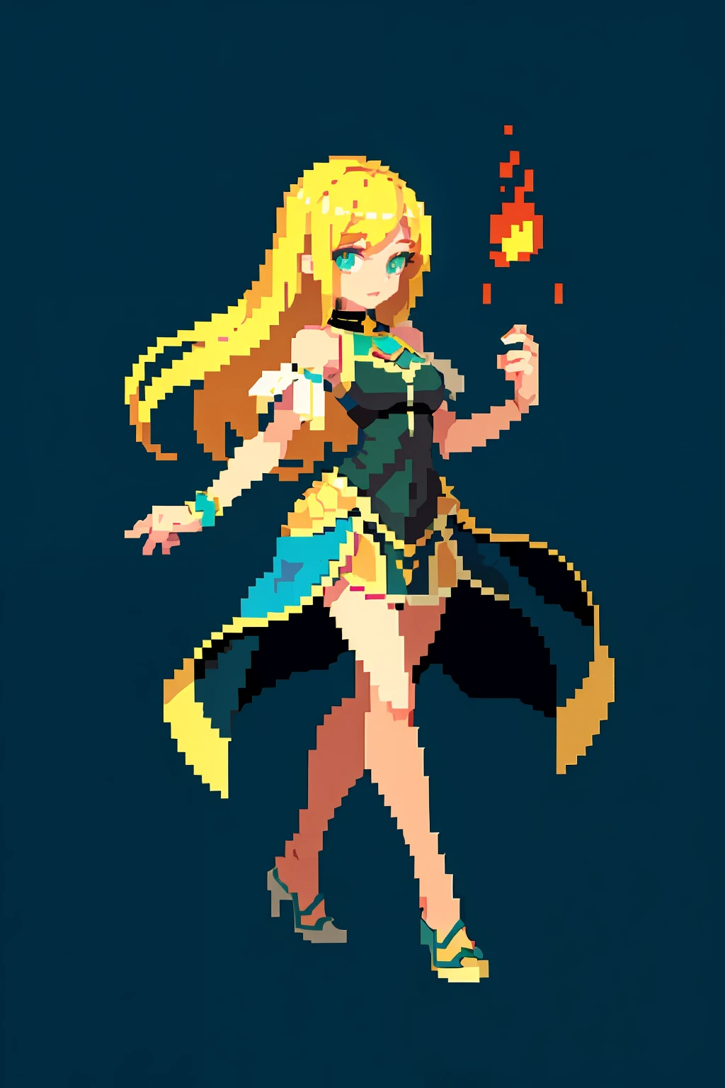 (masterpiece, top quality, best quality), pixel,pixel art,1girl,full body, blonde