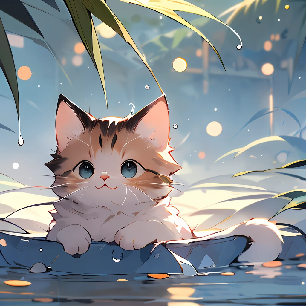 ,(Masterpiece:1.2, High quality),
No Man, cat, :3, Animal focus, Animal, simplebackground, view the viewer, Crying, greybackground, Touched,Soft lines,Soft light,As estrelas,Catch big fish,rainwater,soft filter,Background bokeh