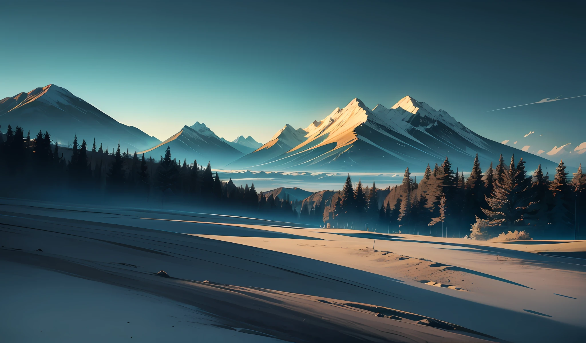 expansive landscape photograph, dynamic lighting, two tone lighting, high contrast