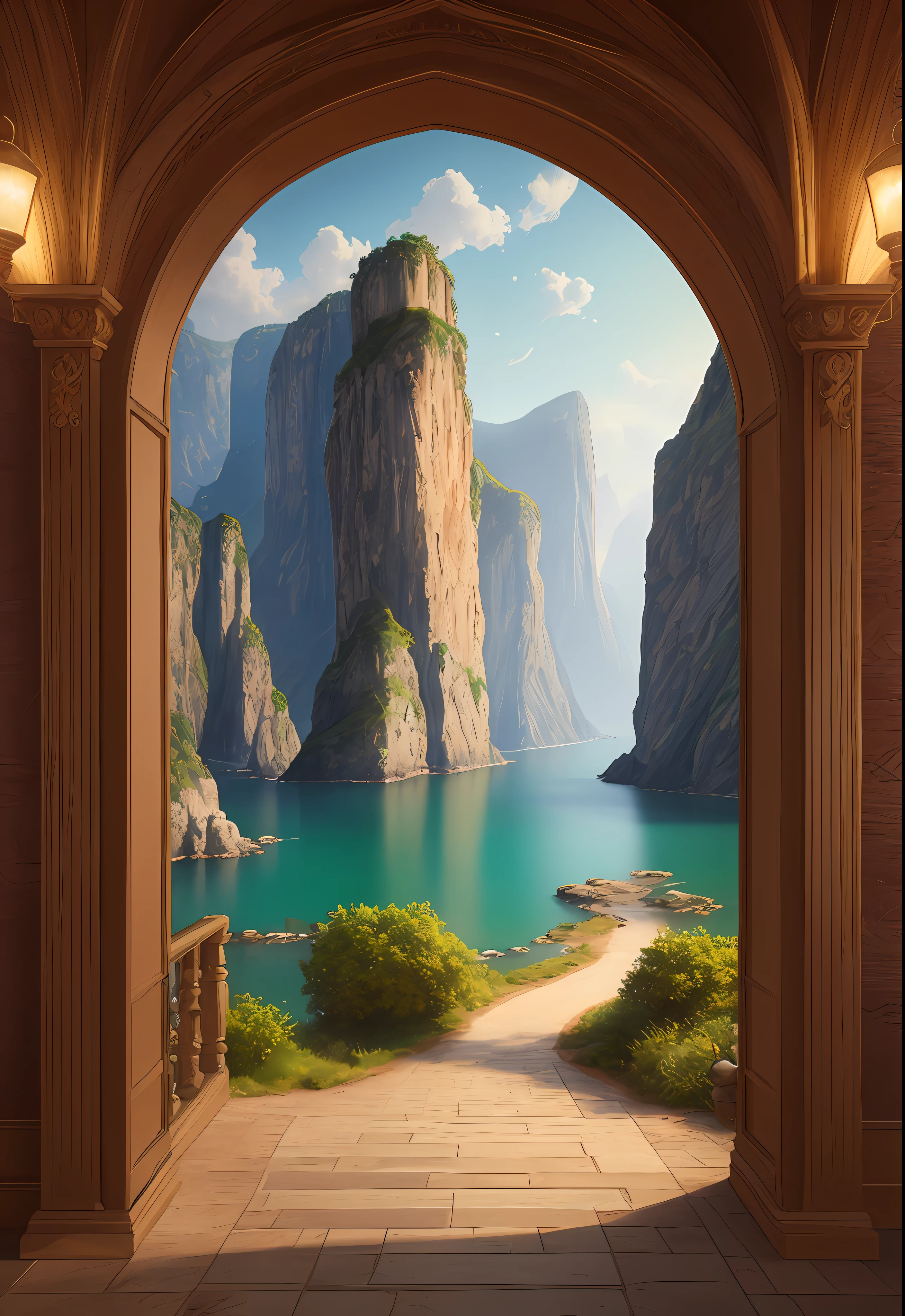 landscape, water, (extremely detailed CG unity 8k wallpaper), most beautiful artwork in the world, professional majestic oil painting, intricate, High Detail, Sharp focus, dramatic, photorealistic painting art