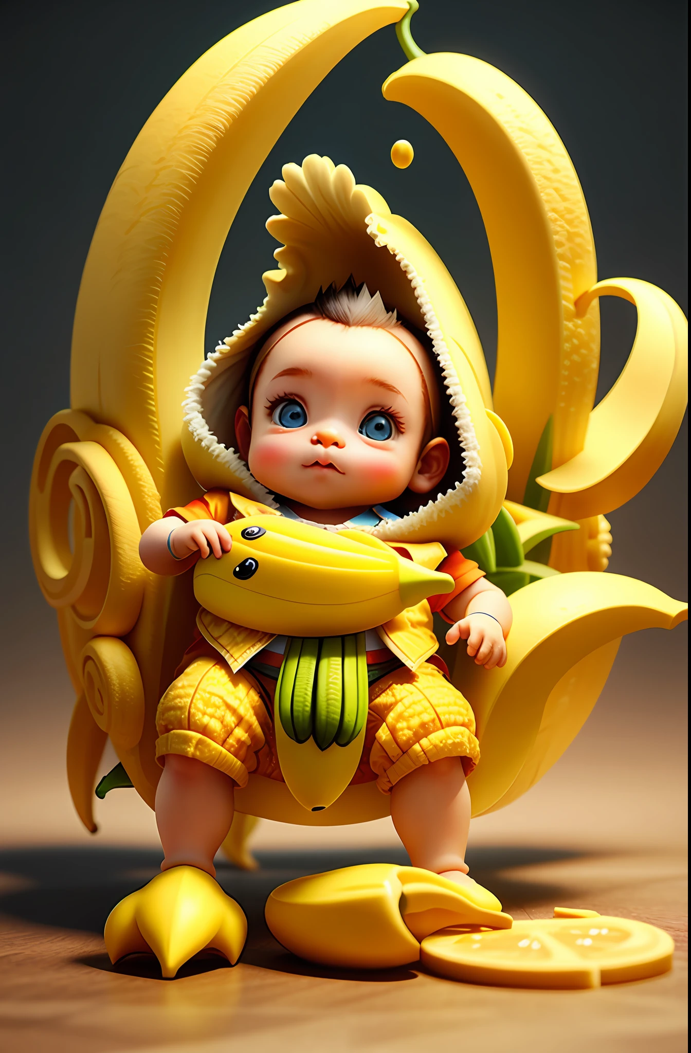cute banana , octane render, unreal engine, highly detailed, intricate