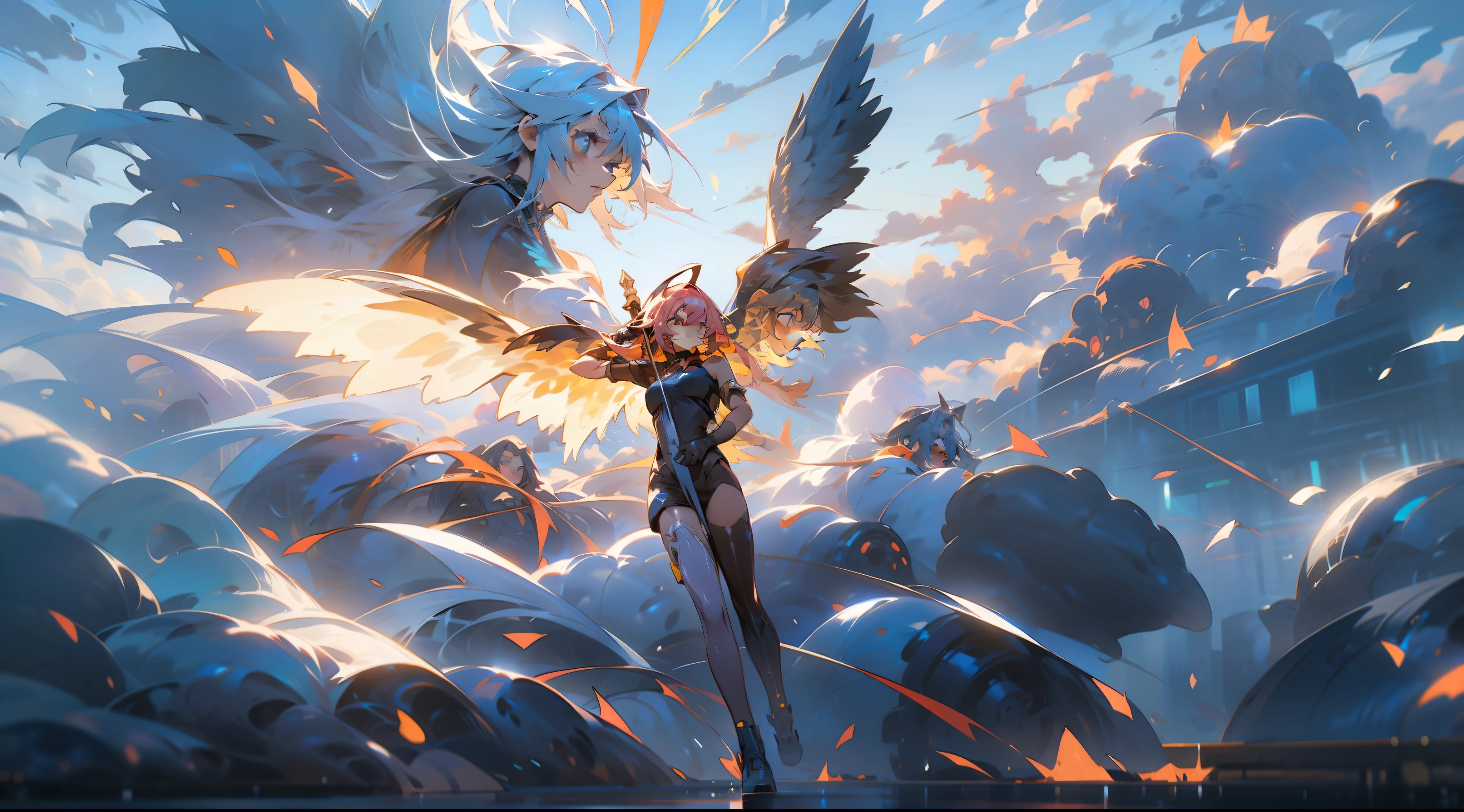 (Angel, 1girl, winds, tecno, meha), beautiful, (masterpiece:1,5), (high quality:1)