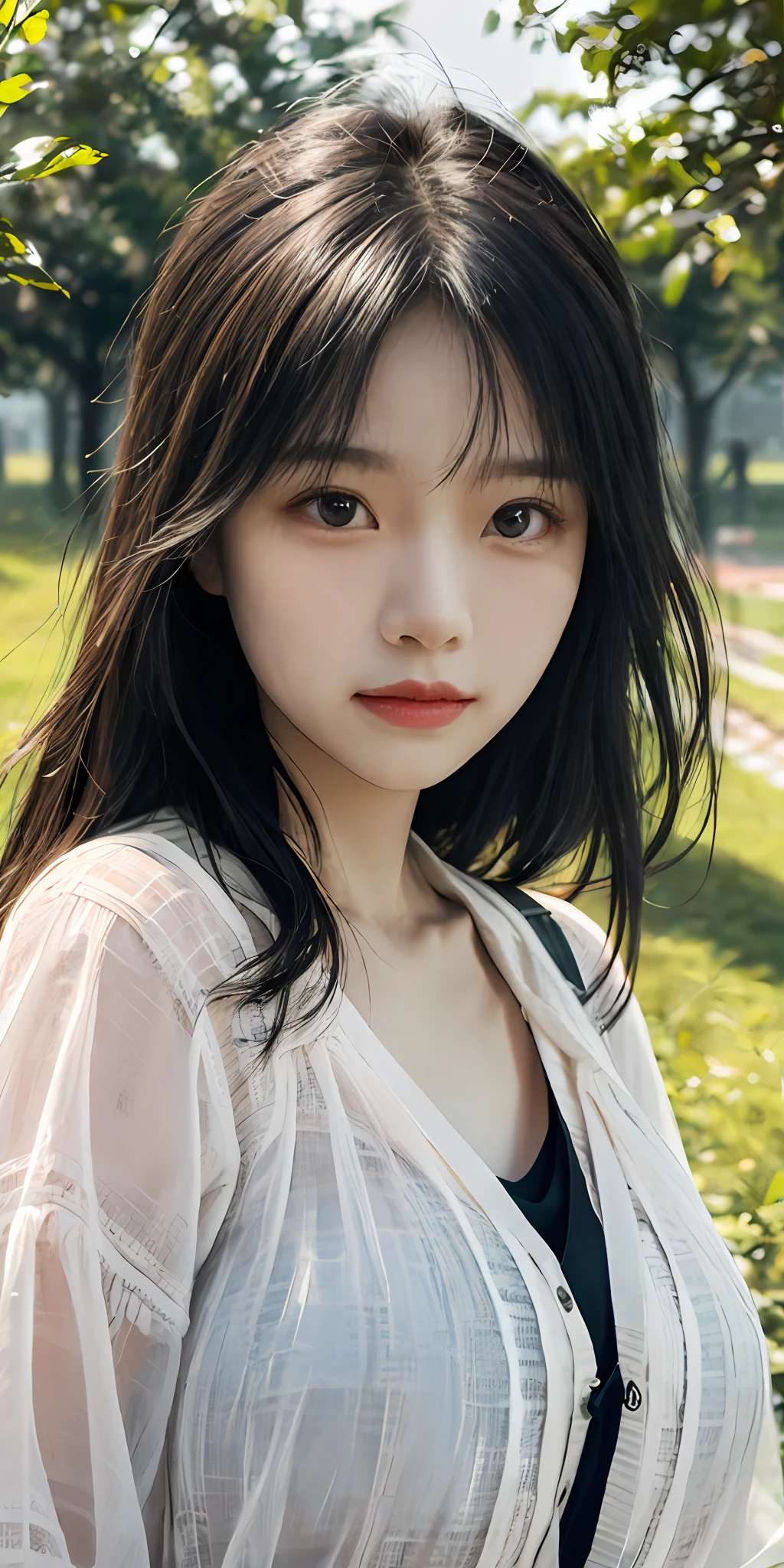 (1girll:1.3), 独奏, (((very vey very detailed face))),((very detailed eyes and faces))),beatiful detailed eyes,Body parts__,offcial art,Unified 8k wallpaper,ultra-detailliert,Beautiful and beautiful,big breasts beautiful,tmasterpiece,best qualtiy,primitive,tmasterpiece,ultra fine photos,best qualtiy,超高分辨率,photorealistic realism,rays of sunshine,full-body portraits,stunningly beautiful,,dynamicposes,Goose egg face,Peach blossom eyes,年轻,Simple and kind,The humble look in the eyes makes one can't help but profane,Bigchest,Vibrant eyes,(From the front side), Very detailed campus background with grass and trees, 详细的脸,detailed complex busy background,Untidy,opulent,milkyW,highly detailedskin,Realistic details of skin,Visible pores,Clear focus,volume fog,8K UHD,digital SLR camera,high qulity,filmgrain,White skin of the,photo-realism,DL,A huge metropolis of the dystopia of the future, semi transparent,Realiy,Shen Youchu