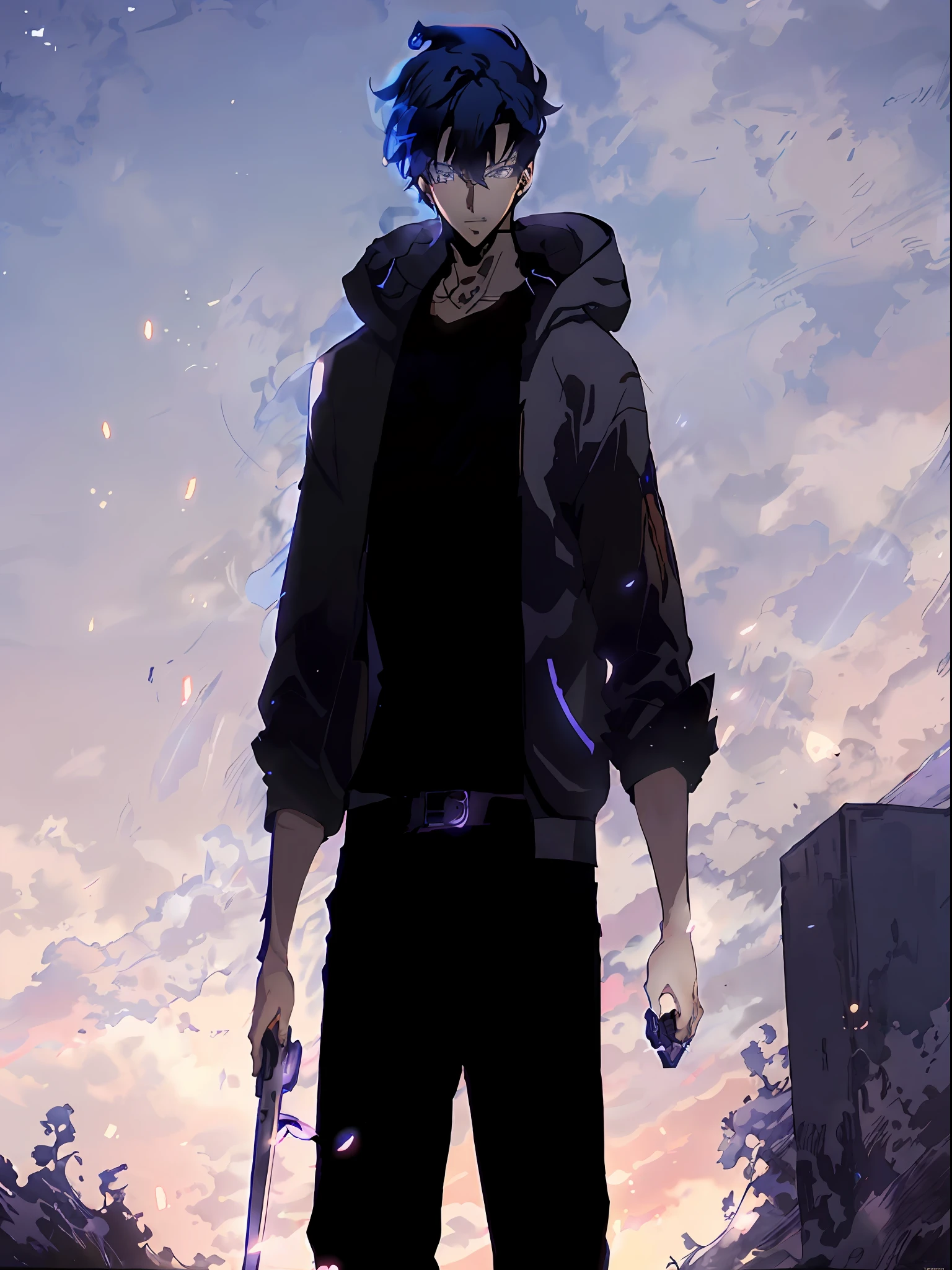 anime - style image of a man with a gun in his hand, badass anime 8 k, tall anime guy with blue eyes, handsome guy in demon slayer art, inspired by Okumura Masanobu, trigger anime artstyle, official anime still, key anime art, male anime character, young anime man, official art, epic anime style, handsome anime pose