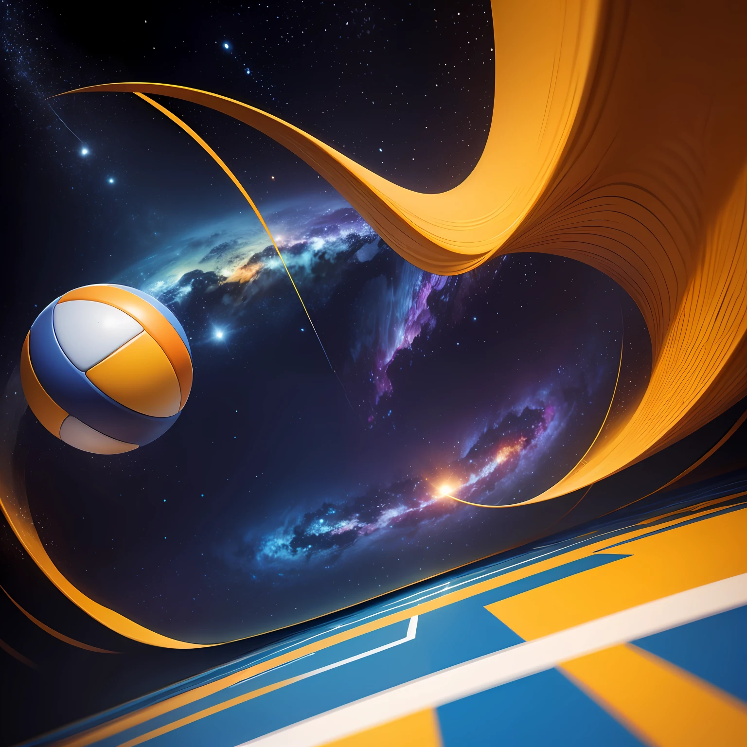 plano fundo abstrato, galaxy. Volleyball Movement. Talk show. Cores: azul, laranja e fundo preto. --auto