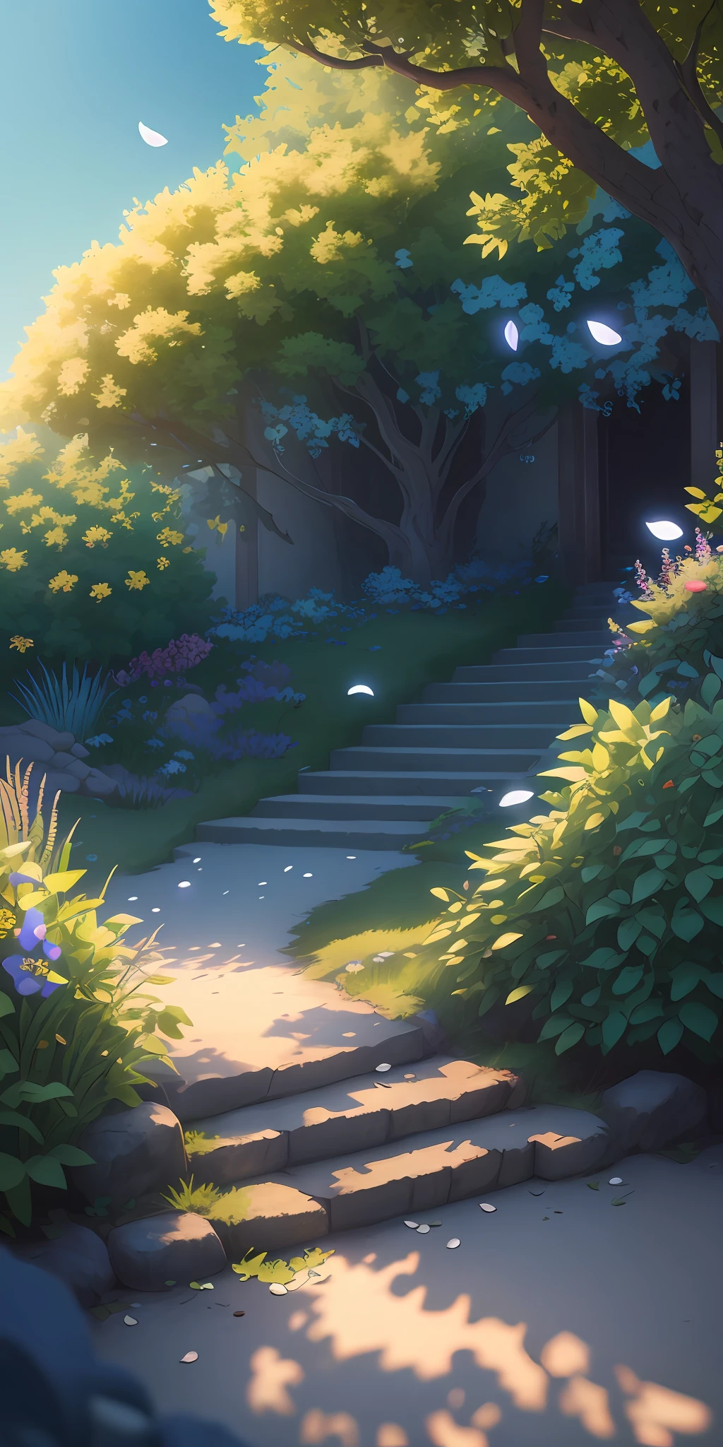 Masterpiece, best quality, (very detailed CG unity 8k wallpaper) (best quality), (best illustration), (best shadows) Nature', blue sea,delicate leaves petals of various colors falling in the air light Tracking, super detailed --v6