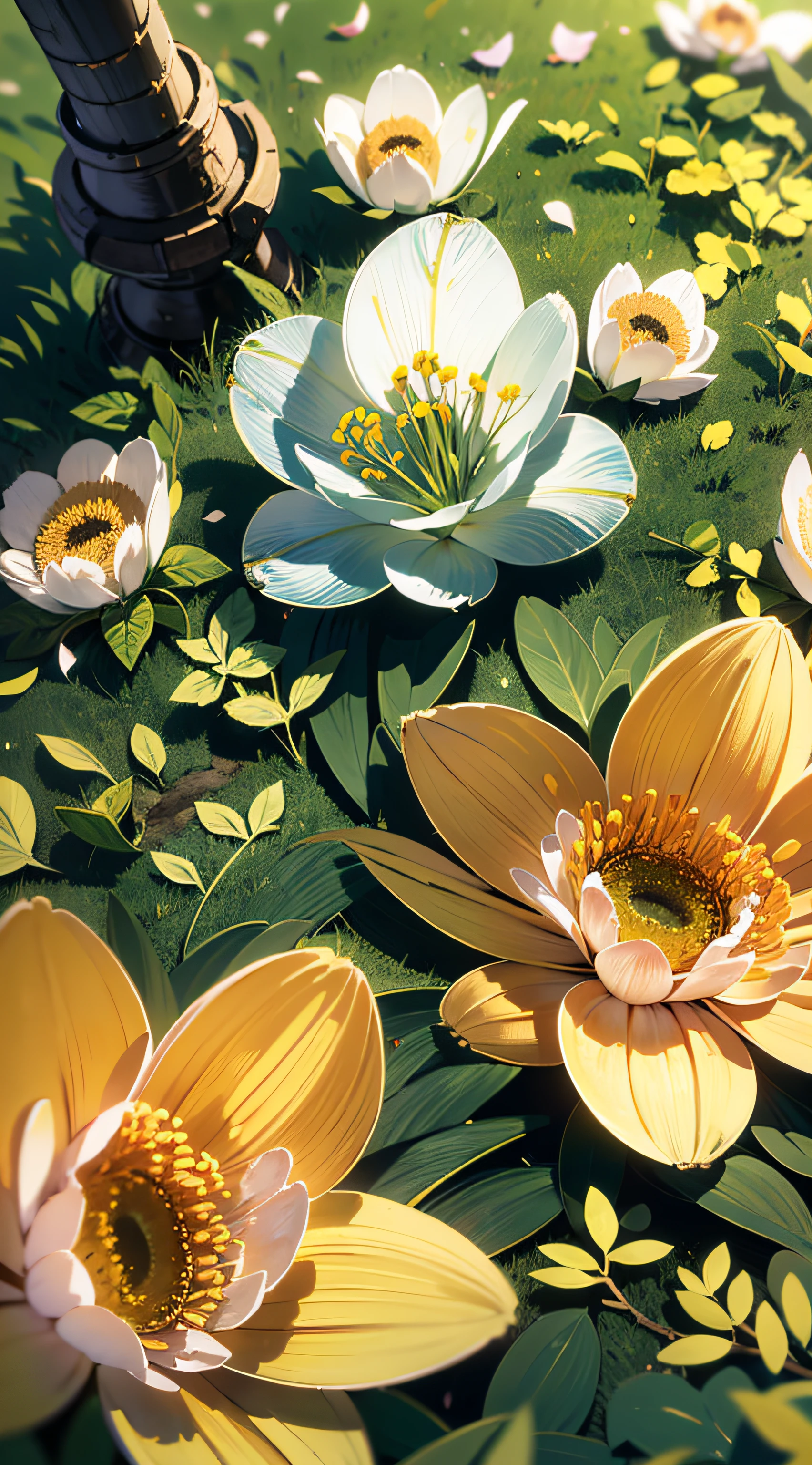 Masterpiece, best quality, (very detailed CG unity 8k wallpaper) (best quality), (best illustration), (best shadows) Nature's delicate leaves petals of various colors falling in the air light Tracking, super detailed --v6