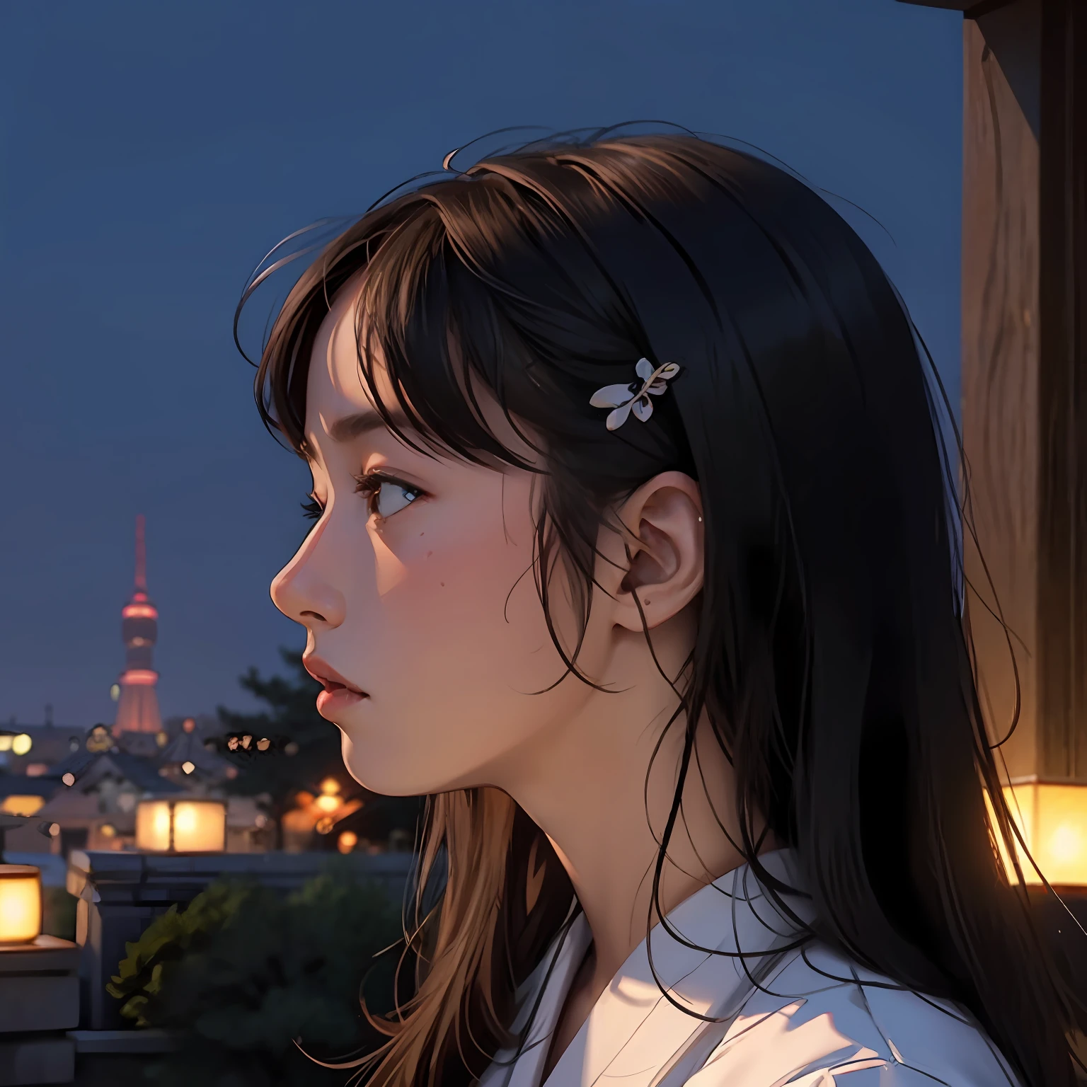 1girl,japanes,evening glow,profile --auto